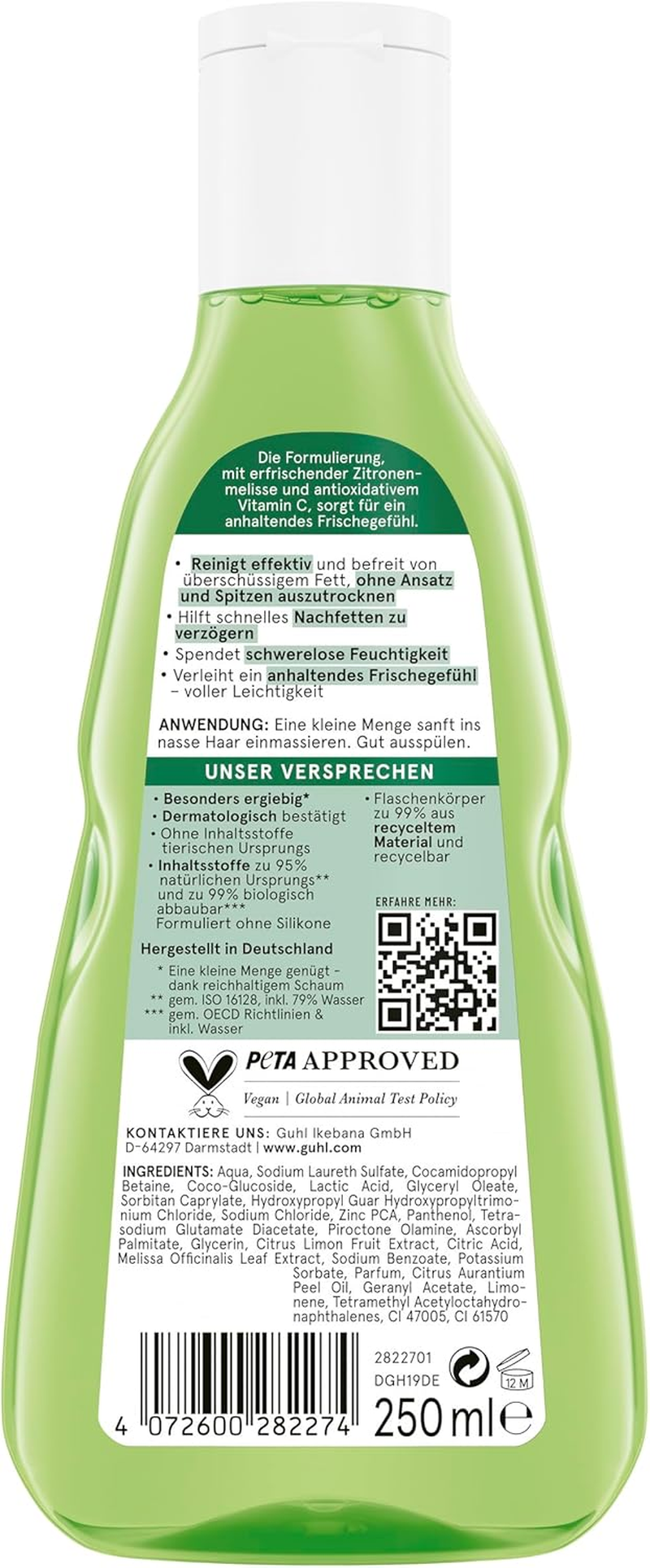 Guhl Fresh & Lightness Anti-Grease Shampoo - Contents: 250 Ml - Hair Type: Greasy, Normal image number 4