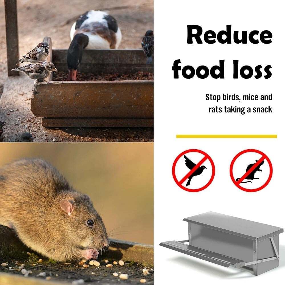 10KG Automatic Chicken Feeder &ndash; Weatherproof Galvanised Poultry Treadle Feeder for Chicken, Duck & Goose &ndash; Rat-Proof Outdoor Metal Feed Box for Coop or Backyard image number 5