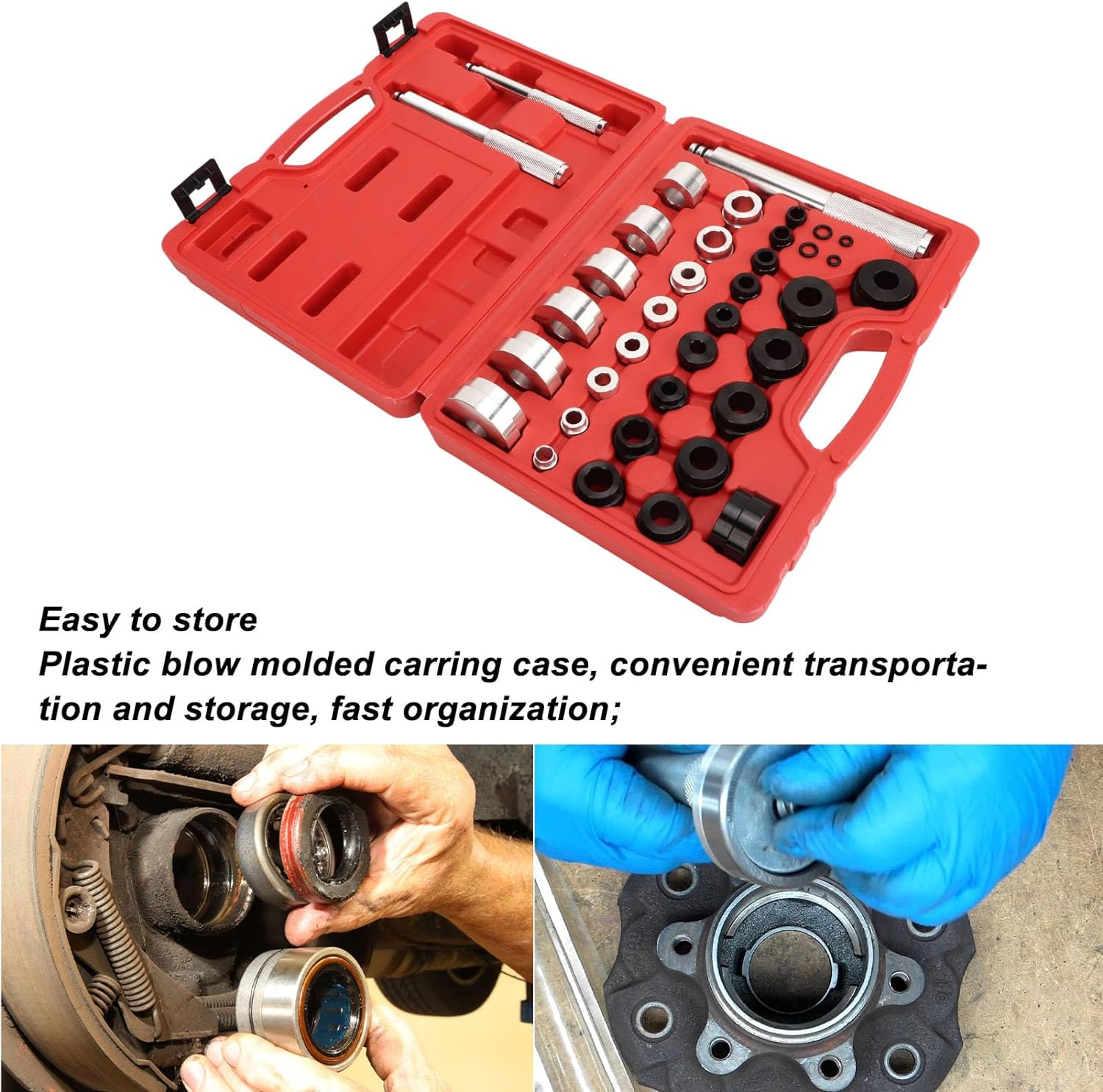 Master Bushing Driver Set - 33Pcs Metric & Standard SAE Removal & Installation Kit, Seal Removal & Installation Tool Kit, 3 Drive Handles, Easy to Use, Easy to Store image number 4