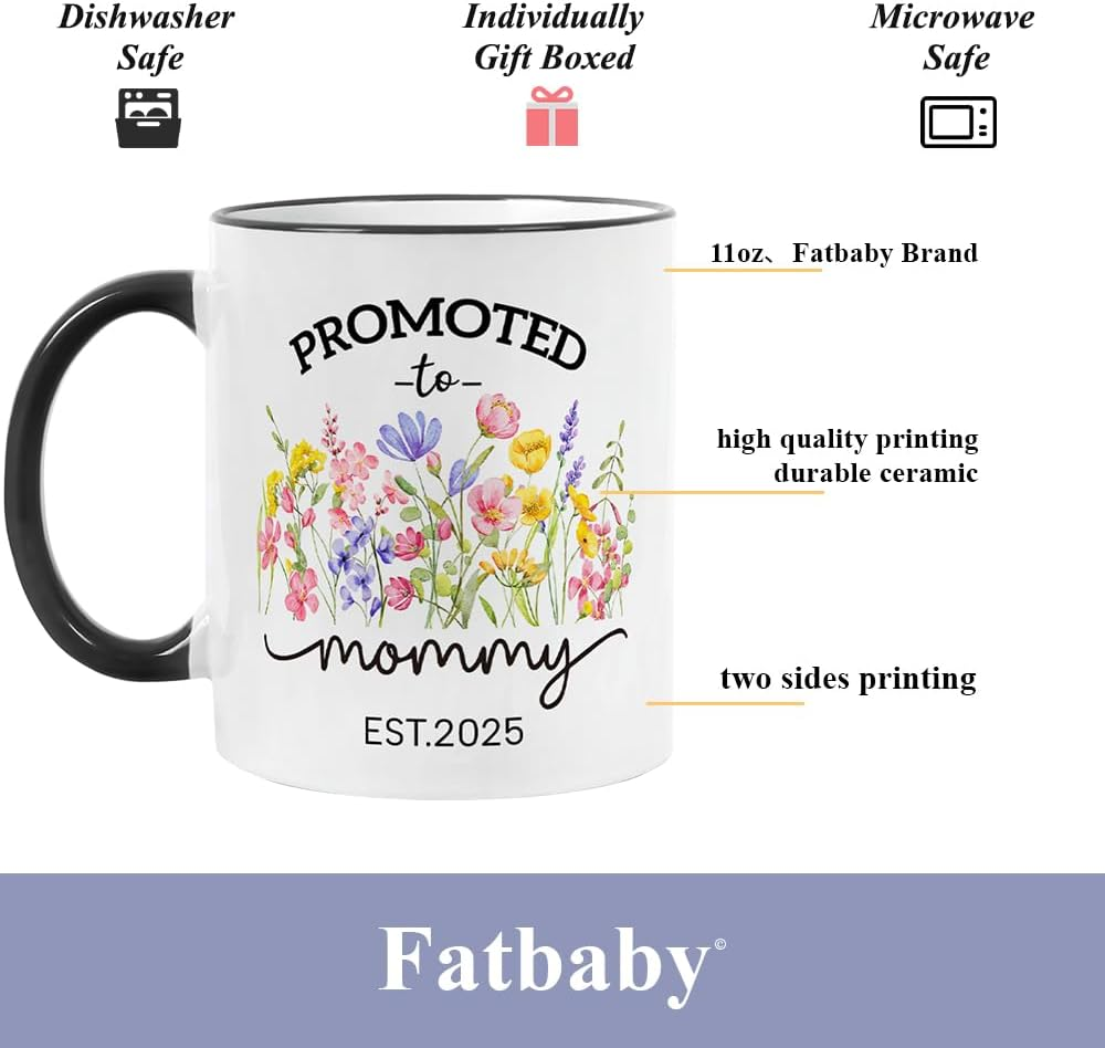 Promoted to Parents Mommy Daddy 2025 Mugs, New Parent Gifts for Couple,New Mom and Dad Gifts First Time 2025, Baby Announcement Coffee Mug Set, Mom and Dad Mugs image number 4