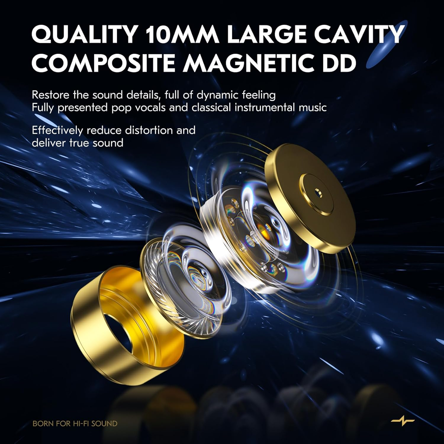 KEEPHIFI CCZ MC04 In-Ear Monitor Wired Earphones, IEM Headphones Balance in Various Frequency Ranges, 10 Mm Large Cavity Composite Magnetic DD & 1BA, Comfort Patented Ear Fin Head