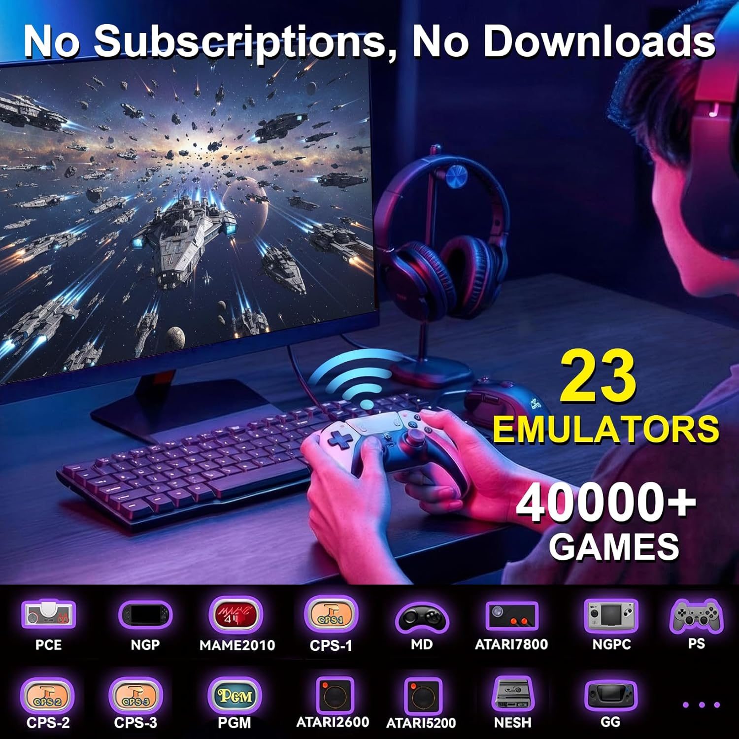 2025 Upgraded Retro Game Stick, 4K HDMI Classic Video Games, Built-In 23 Emulators, 40000+ Games, Plug and Play Video Gaming Stick with Upgrade Dual Controllers image number 2