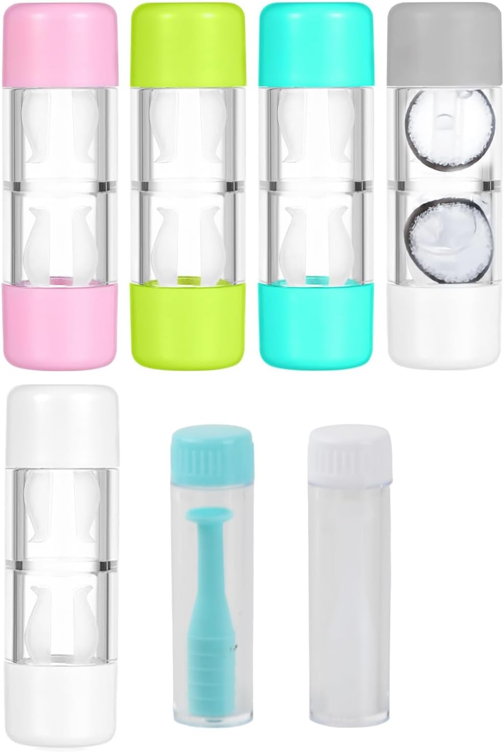 5 Pcs Contact Lens Cases, Mini Colorful Contact Lens Case Set, Contact Lens Barrel Cases, Lenses Holder Box with Contact Lens Remover Tool for Home Travel Outdoor image number 1