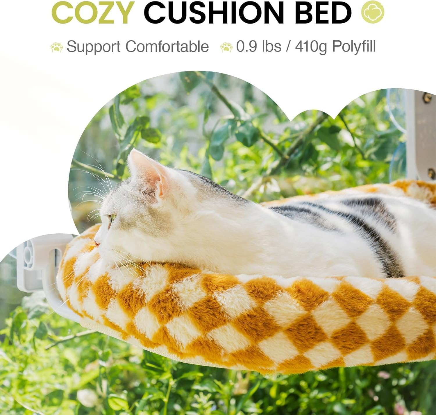 EDAGNY Stylish Cat Hammock Window Foldable - Plush Cat Window Lounger with Removable Thick Cover, Sturdy Steel Frame up to 18 Kg, Orange M