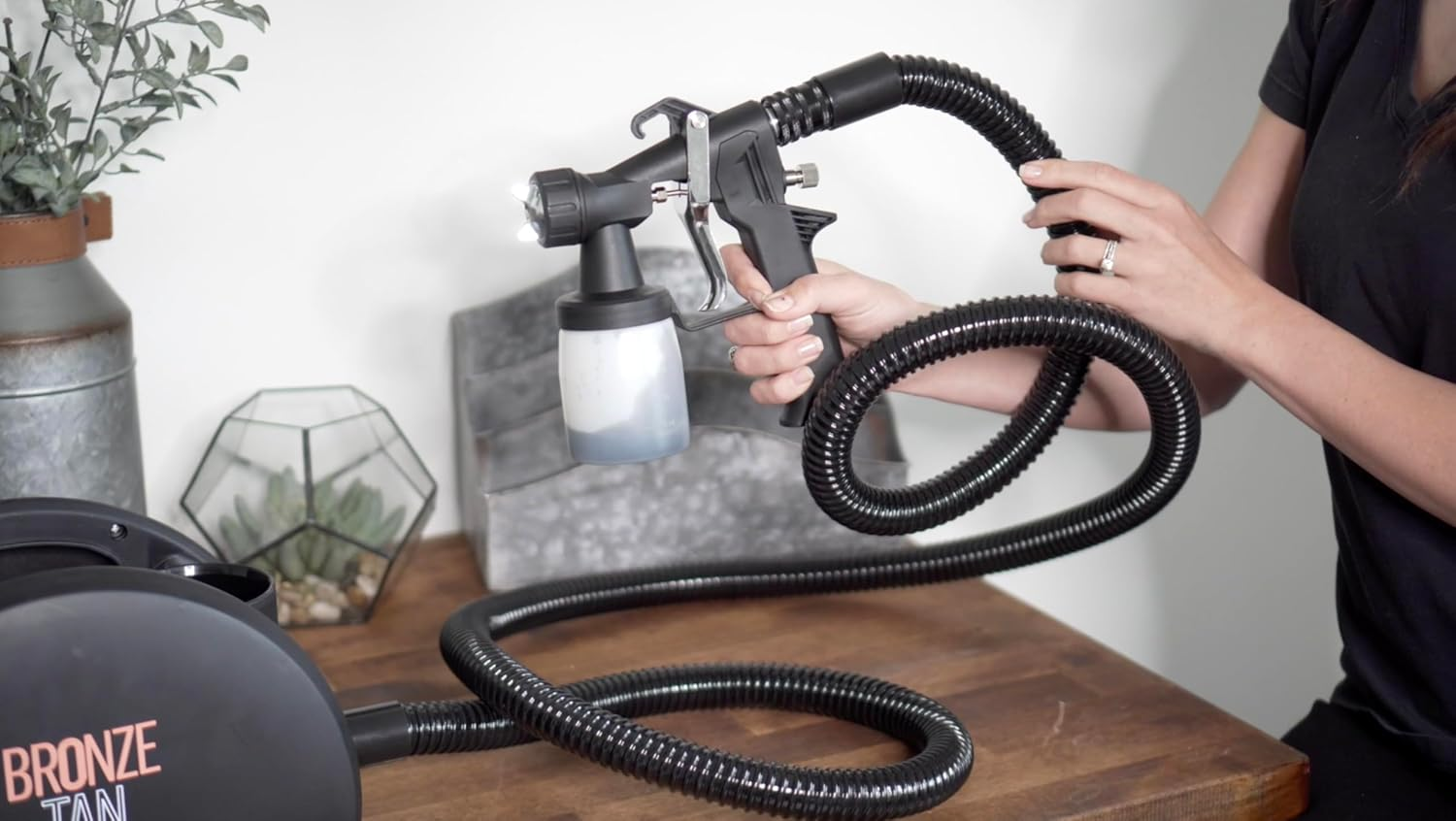 Bronze Tan Replacement Gun for HVLP Spray Tan Machine with 200Ml Cup - for DHA Solution - Adjustable Flow image number 1