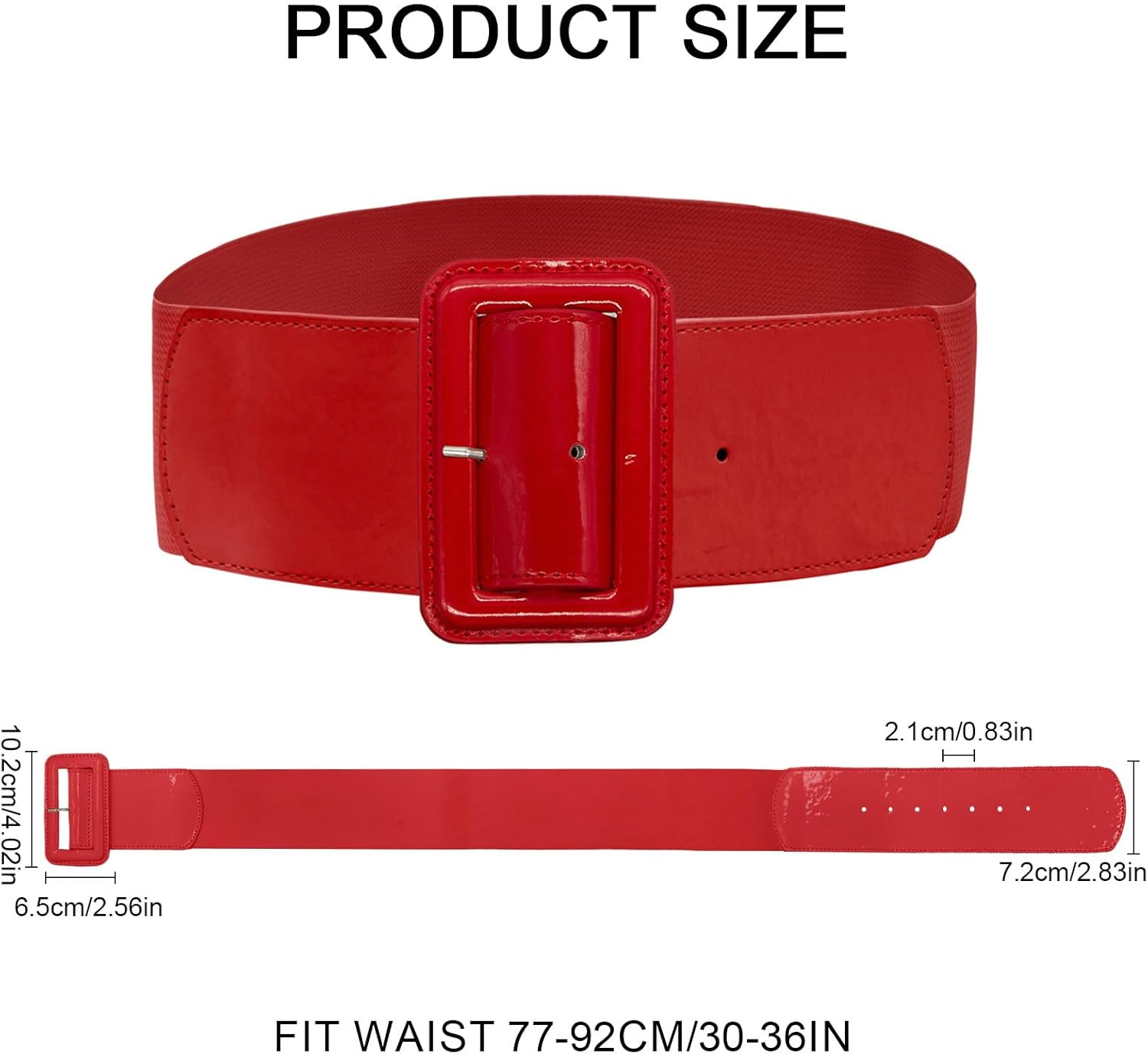 LJCZKA Women Wide Stretchy Belt Adjustable Vintage Elastic Waist Belt for Dresses with Square Buckle - Red image number 3