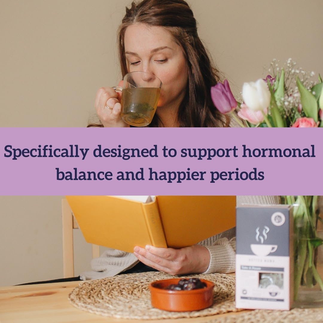 HOTTEA MAMA | over the Moon | Period Support Tea with Dandelion Root, Spearmint, Raspberry Leaf, Rose, Chamomile | 14 Whole Leaf Biodegradable Bags image number 1