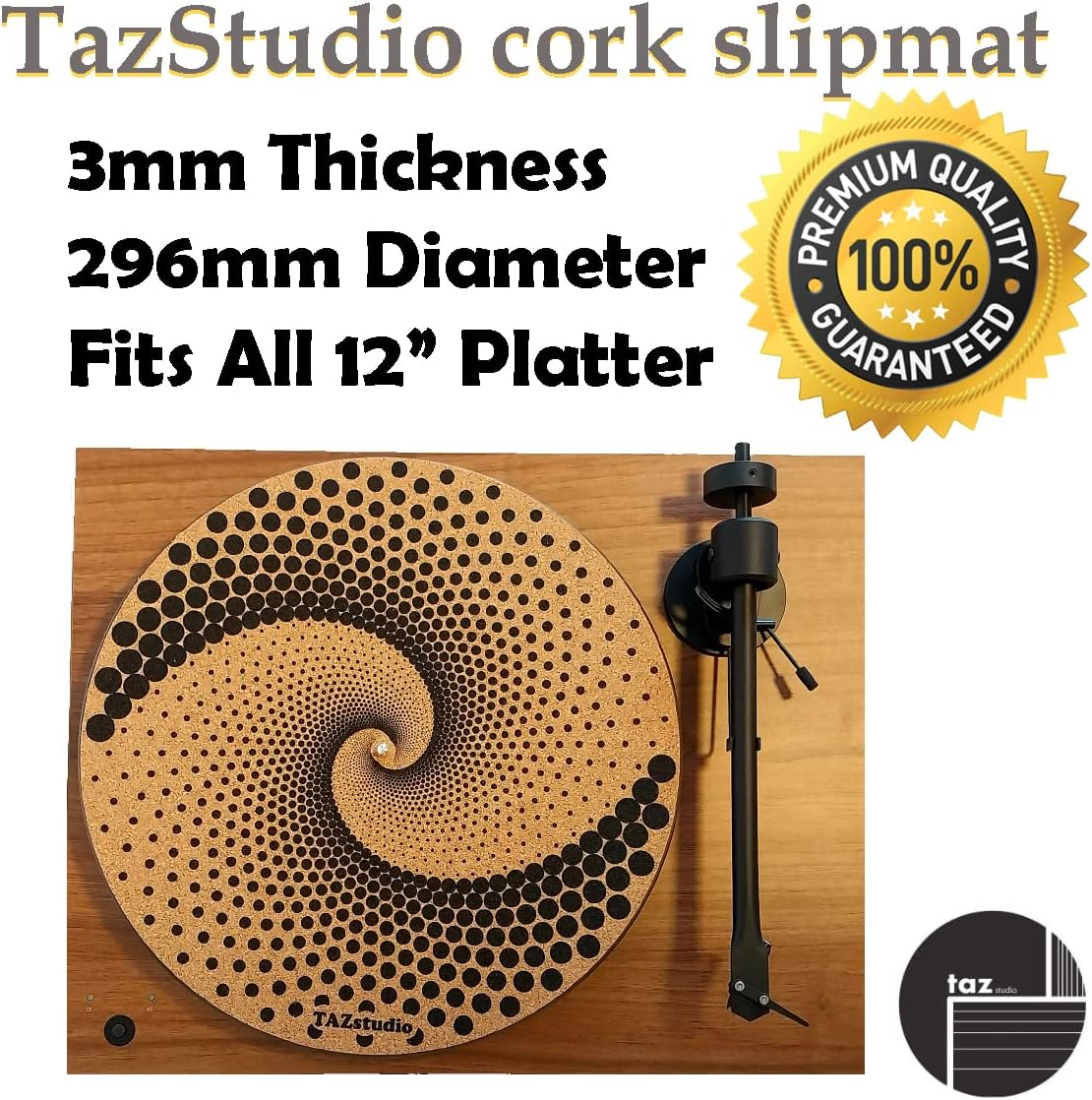 Cork and Rubber Turntable Slipmat - Specially Designed Cork.Burnt Decorative Cork image number 3