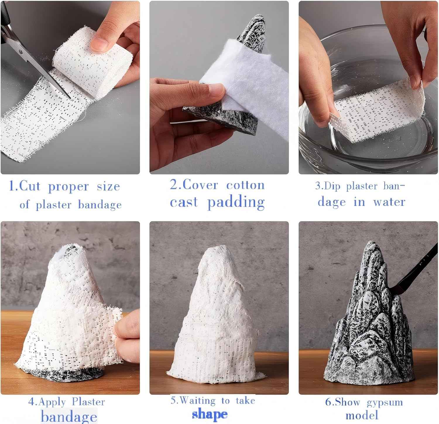 Plaster Bandages, 6 Rolls of 106 Inches, 2 Inch Width, Breathable Gauze Strips for DIY Crafts, Belly Cast, Body Molds, Mask Making, Scenery Art image number 5