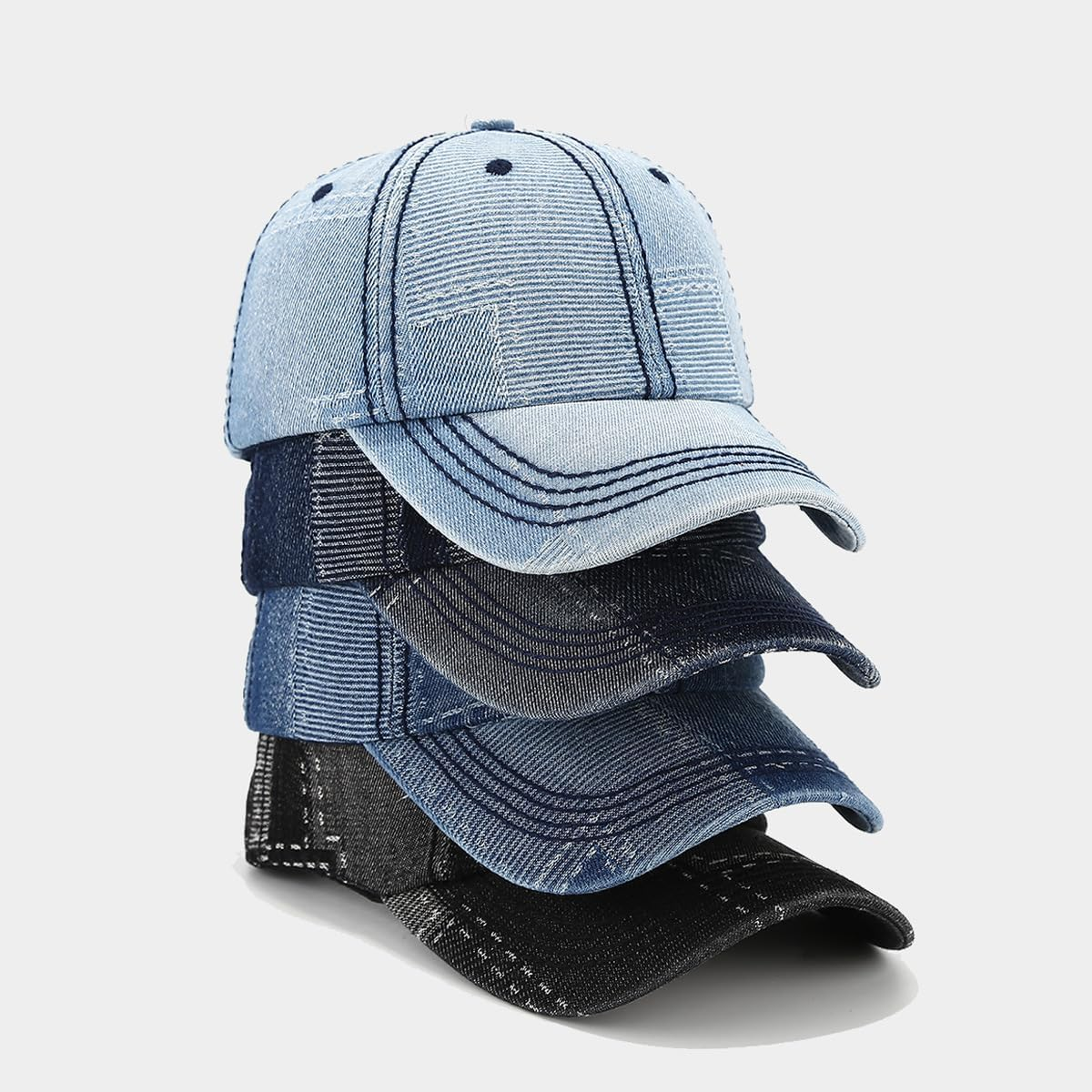 Irregular Splicing Denim Baseball Cap for Women Adjustable Outdoors Sun Cap image number 1