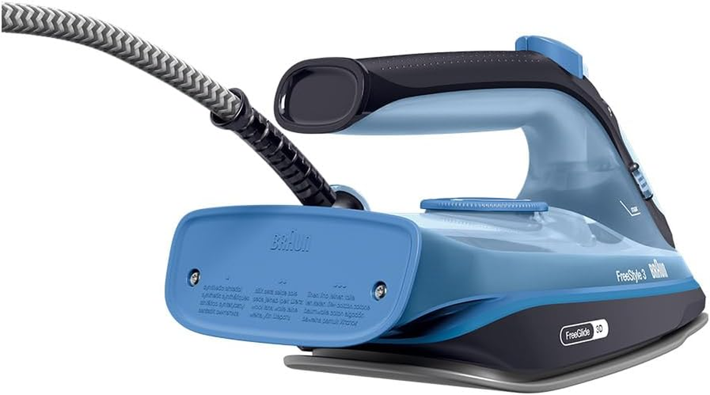 Braun Freestyle 3 FI3194BK, Steam Iron with Precision Tip, Freeglide 3D Technology, 200 G/Min, Superceramic Plate, Auto Shut-Off, 270 Ml Tank, 2400W, Black/Blue - Black/Blue image number 5