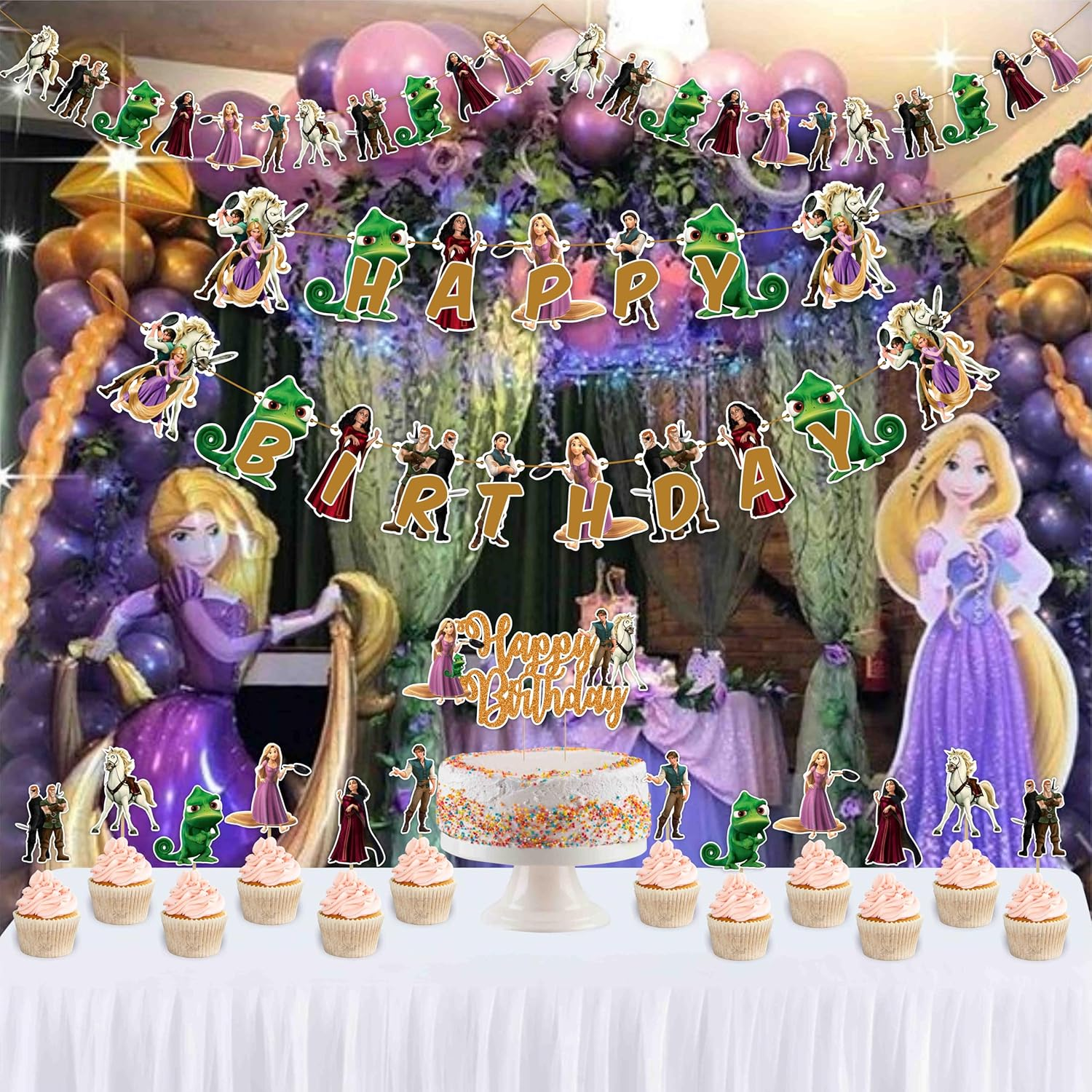 Rapunzl Theme Birthday Party Supplies | Enchanted Princess Decorations for Kids Fairy Tale Parties & Magical Royal Celebrations image number 6