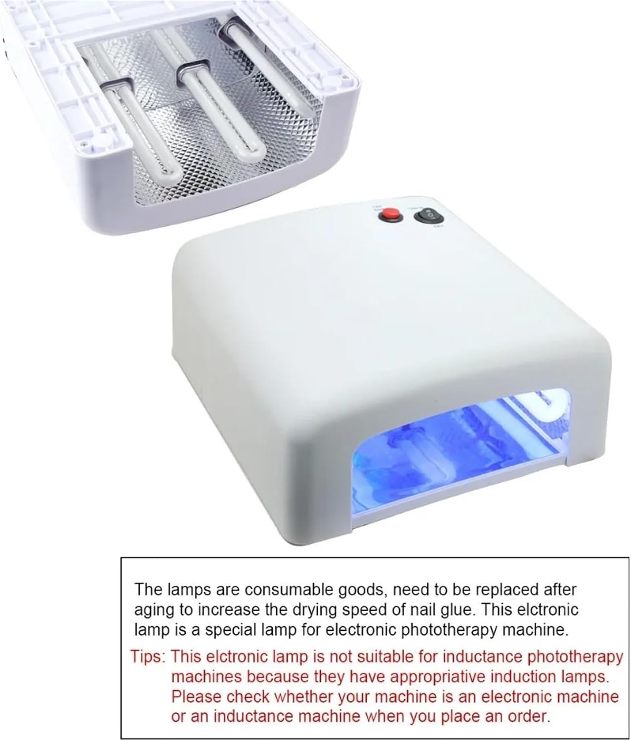 4 PCS Replacement 9W UV 365Nm Lamp Bulb Tube for Nail Art Dryer UV Electronic Tube Accessories image number 1