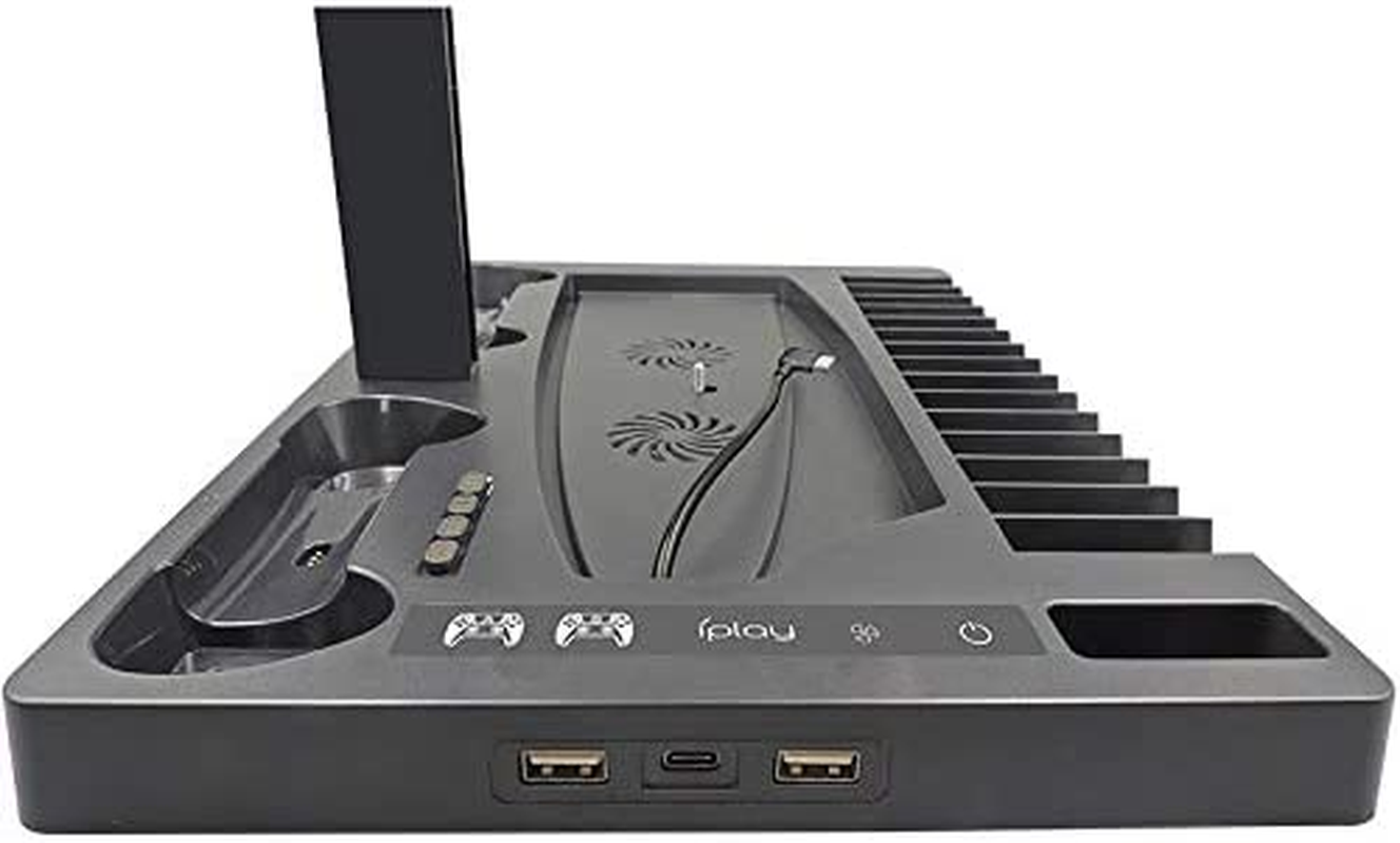 Multifunctional Cooling Dock Stand with Dual Controllers Charging Station for PS5, 3-Level Powerful Cooling Fan Stand with Disc Slot Headphone Hanger (For PS5) image number 4
