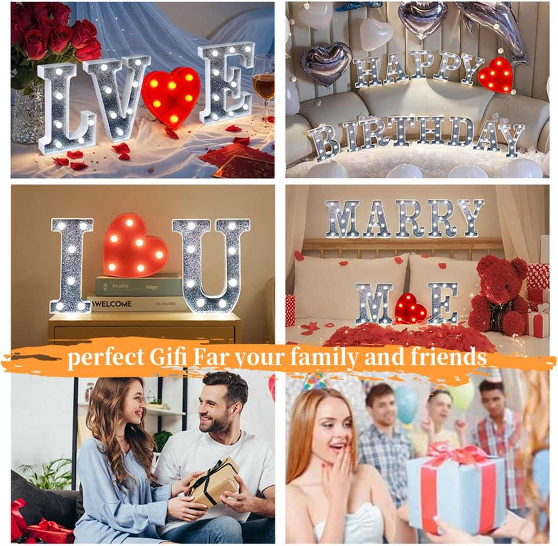 JEMESI LED Number Light - Light up Silver Glitter Number Lights Sign Perfect for Use as a Night Light or at Wedding Birthday Party Home Decoration (Number 6) - Silver image number 7