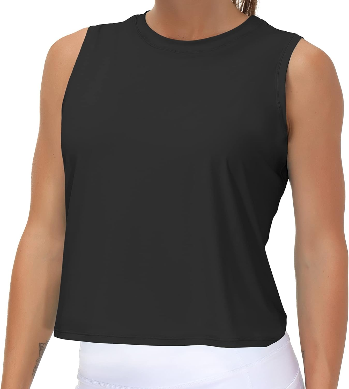 THE GYM PEOPLE Ice Silk Workout Tops for Women Quick Dry Muscle Gym Running Shirts Sleeveless