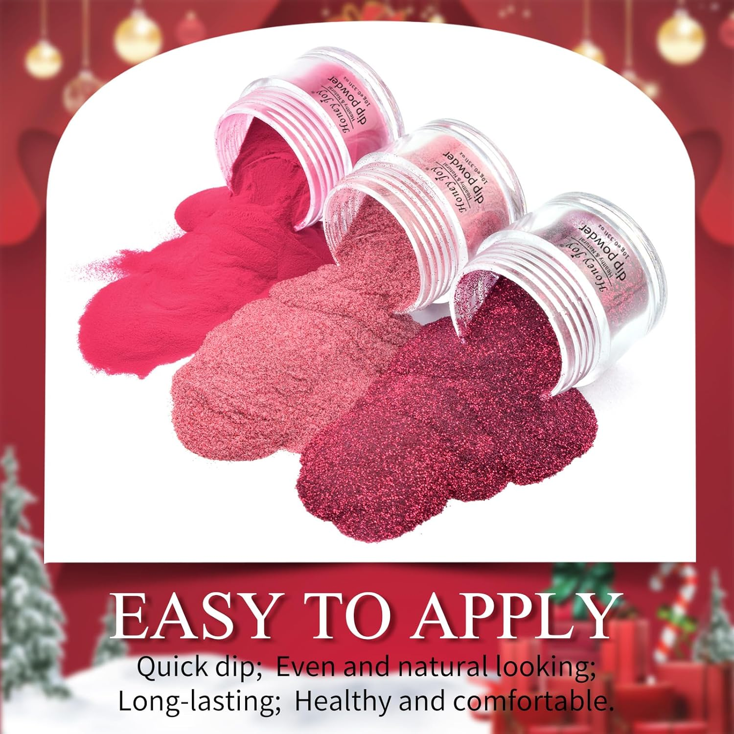 Honey Joy 6 BOX/SET Wine Red Dip Powder Glitter Dark Barn Red Fine Dipping Powder Colors No Need Lamp Cure,Like Gel Polish Effect,Even & Smooth Finishing (Dp-L-6Pcs-10G/Box) image number 3