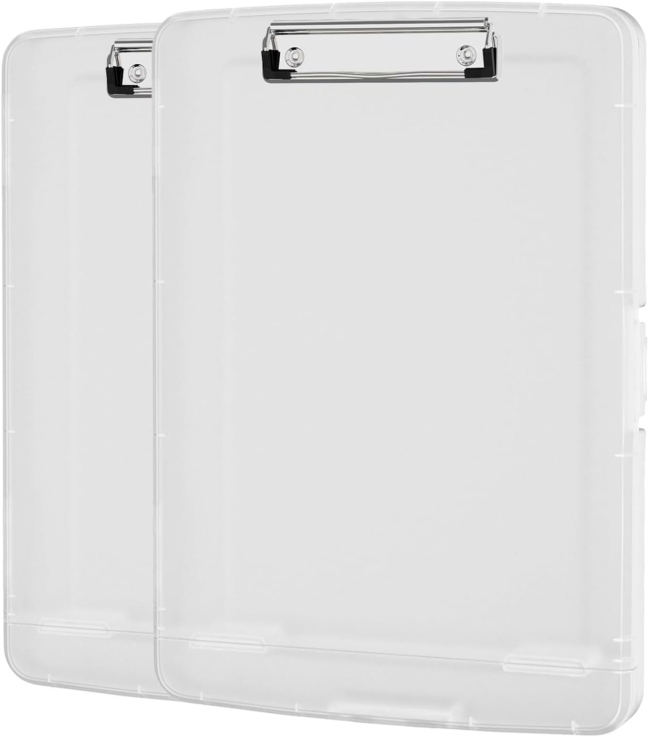 Clipboard with Storage, 2 Pack 36.5 X 25.4CM Organization Box with Pen Holder and A4 Legal Paper Folder, Folio & Side-Opening, Low Profile Clip,For Nurses,Teachers (Black, 2PC)