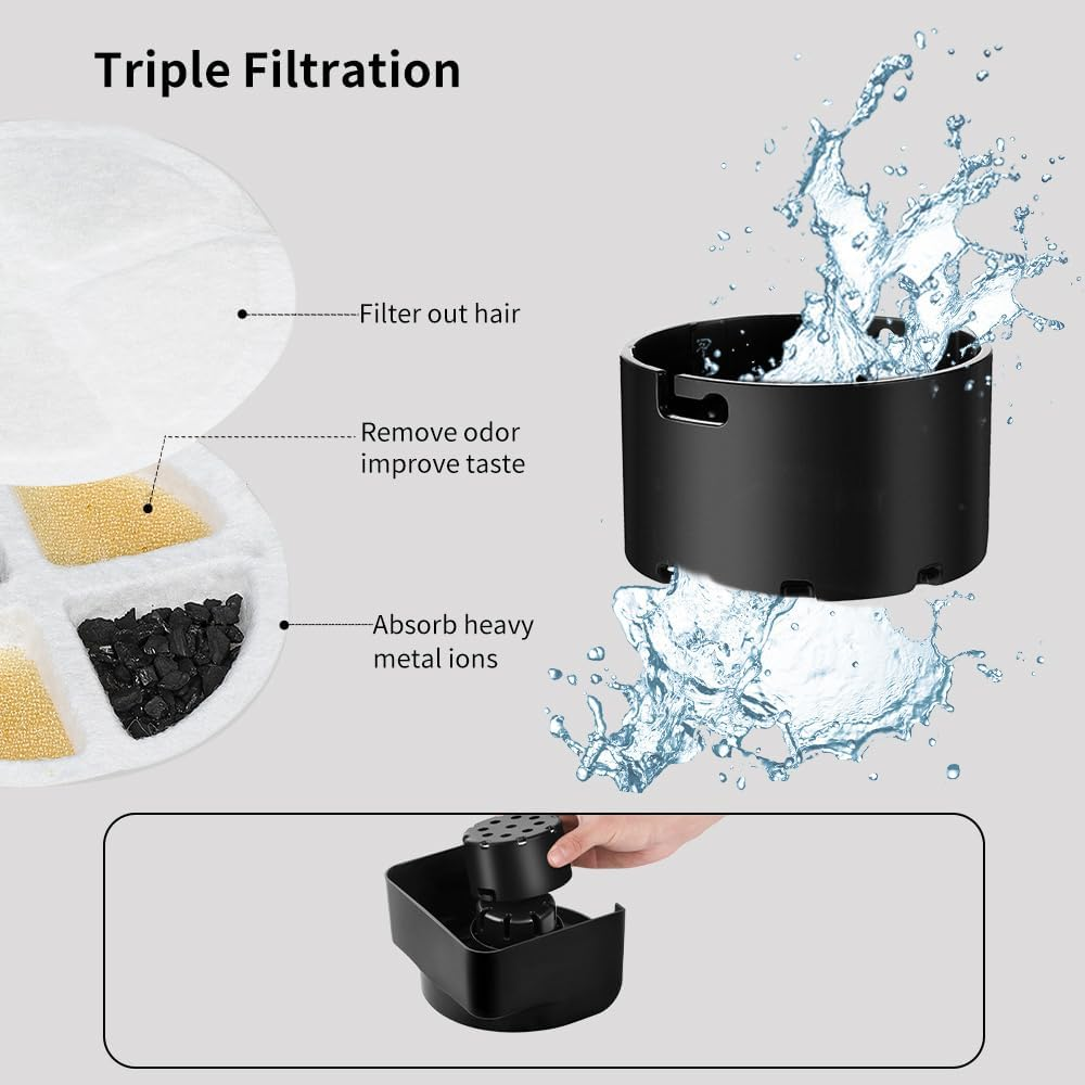 Marchul 2.3 Gallon Dog Water Dispenser, Large Dog Water Bowl Dispenser with Stainless Steel, Automatic Gravity Pet Bowl for Dogs Medium to Large (3 Filters) 8.6L image number 2