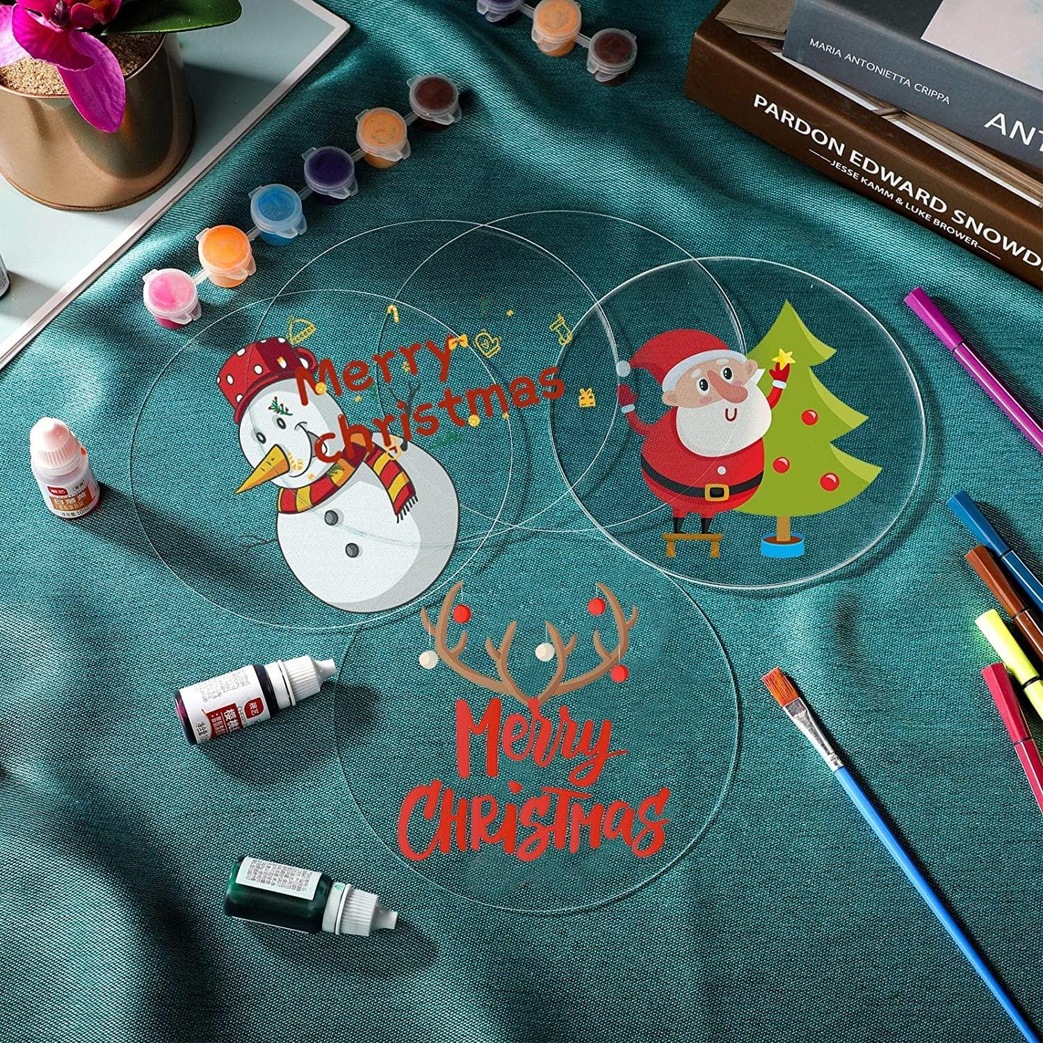 30 Pieces Clear Acrylic Circles Blanks Clear Acrylic Disc Transparent Acrylic round Circle Plastic Disc Acrylic Sheet Blank Acrylic Christmas Ornament for Art Project Painting DIY Craft (2 Inch) image number 1