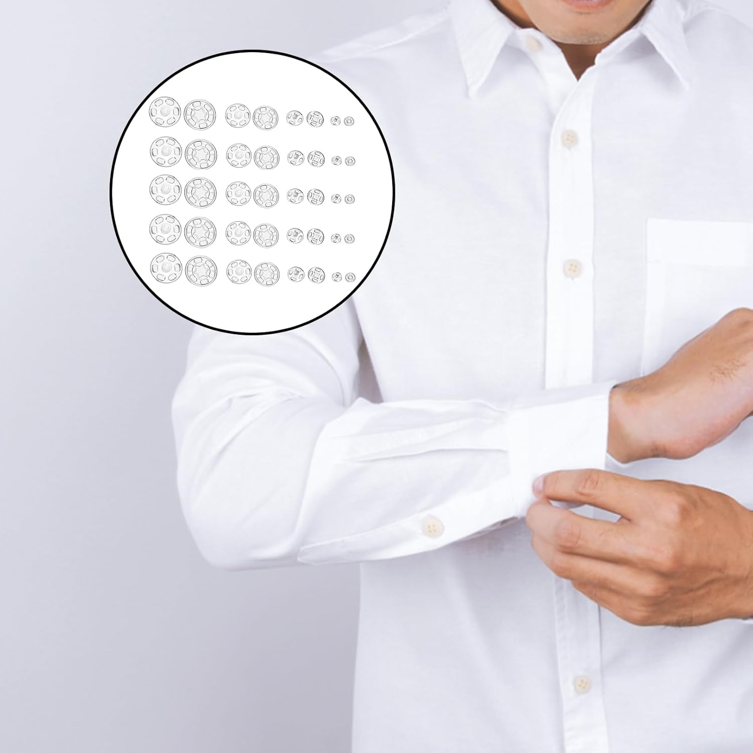 100 Sets Plastic Snap Fasteners Buttons Plastic Snaps Buttons Sew-On Snap Buttons Press Studs Snap Fasteners Transparent Buttons for Purse Handbag Clotheing Craft Supplies (7 Mm,12 Mm,15 Mm,21 Mm) image number 1