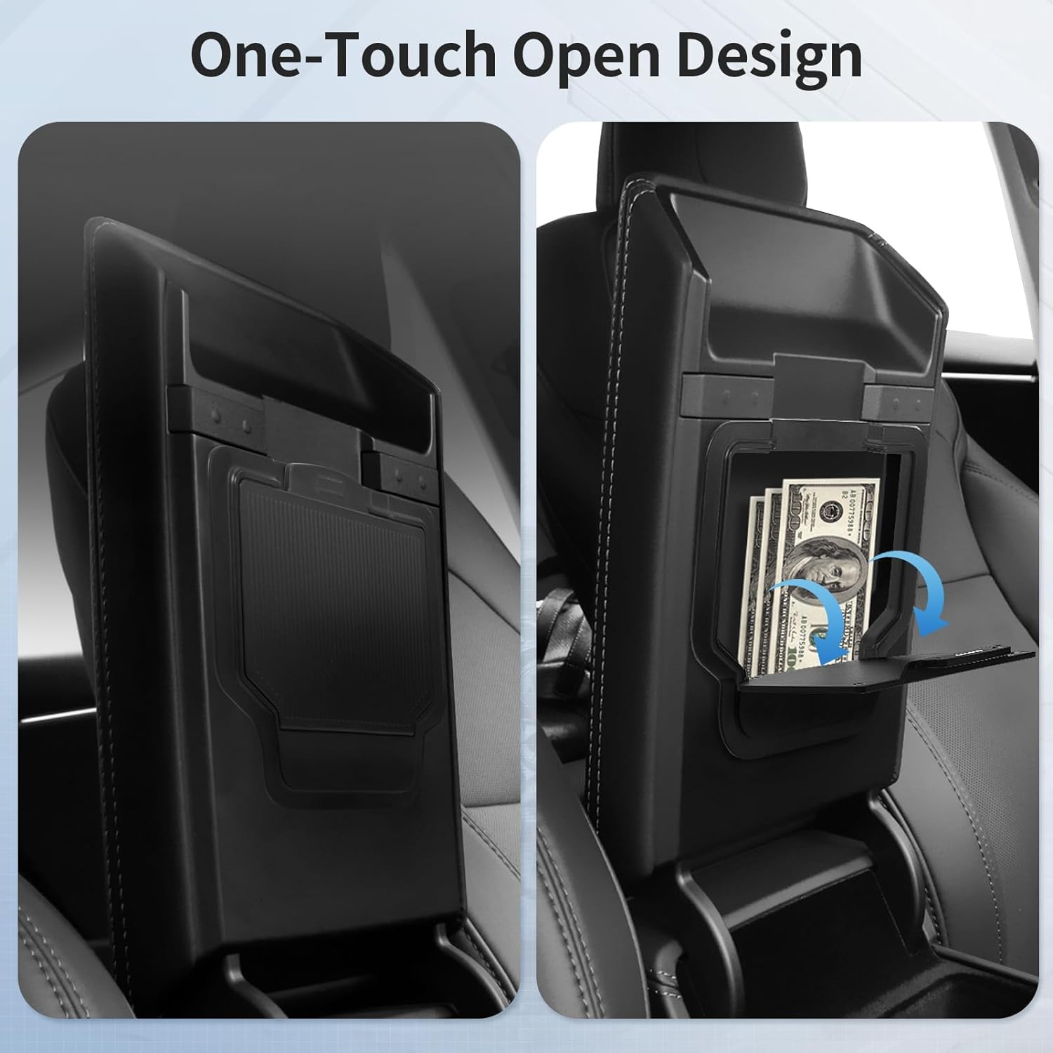TSLDRV 2024 Newest Center Console Organizer Tray for Tesla Model 3 Highland 2024 [Slide Smoothly] Armrest Hidden Organizer Box Cup Holder for Tesla Model 3 Accessories 2024 image number 5