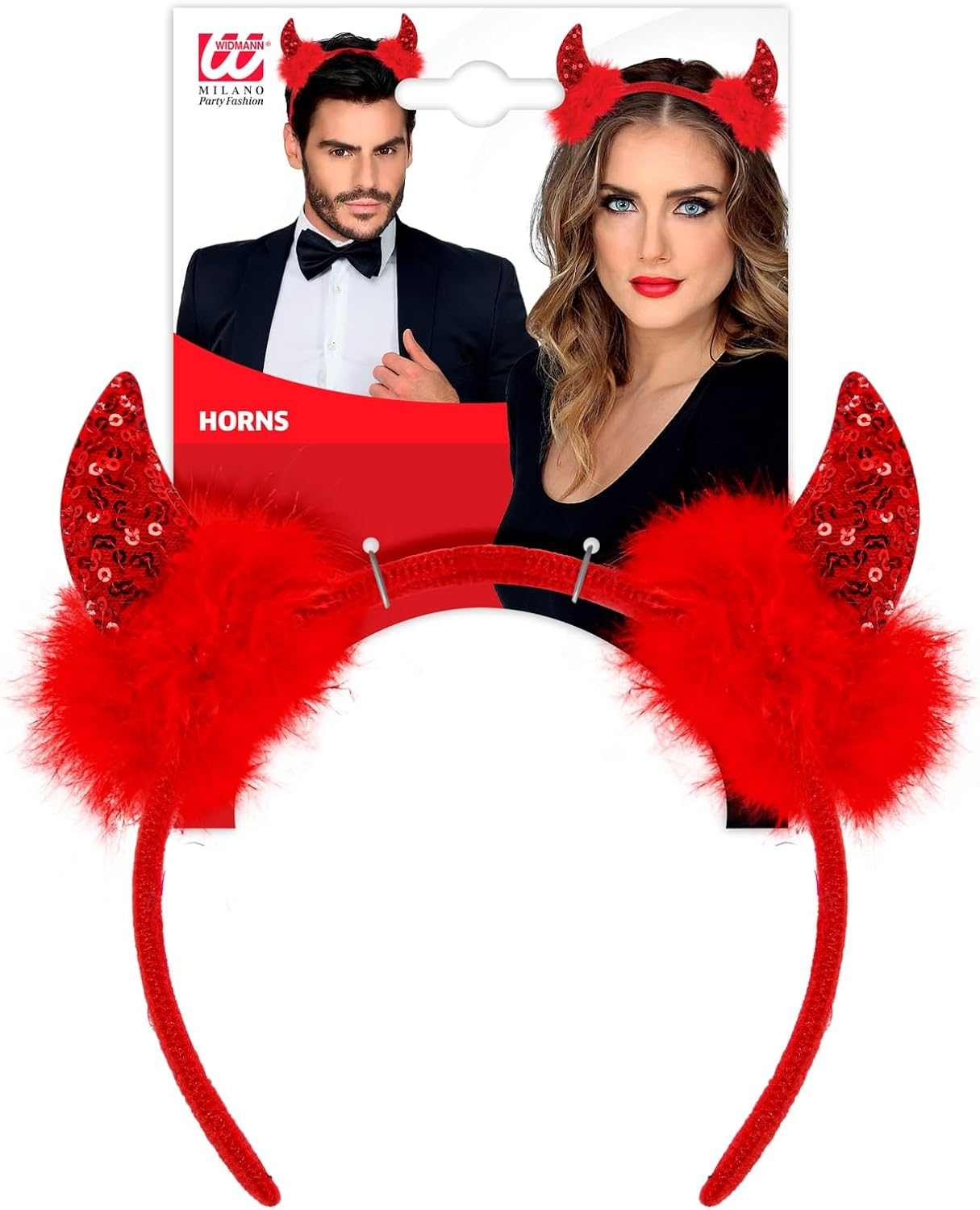 Devil Costumes | Seductive Devil Horns Glittering Red | Halloween | Fancy Dress image number 1