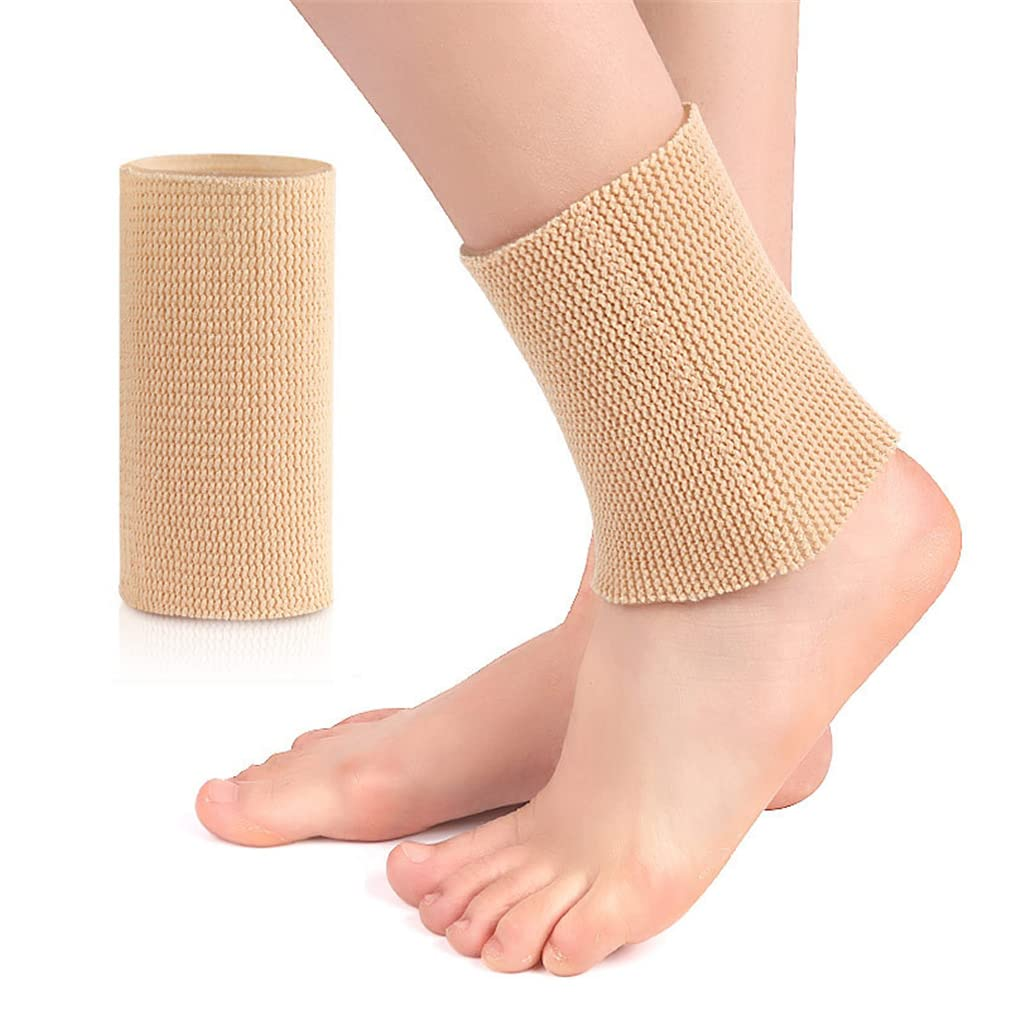 Gel Tubing Ankle Sleeve, 1 Pcs Compression Sleeve Ankle Protector Brace for Figure Skating, Roller, Riding, Free Cutting Foot Support Socks (5 X 3.2 Inch) (Skin)