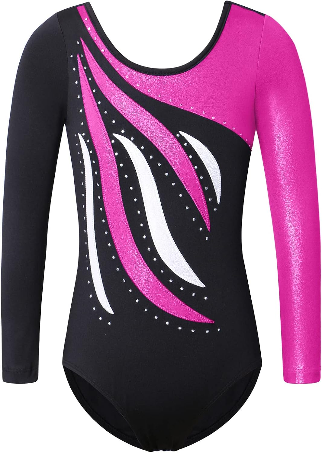 XFGIRLS Gymnastics Leotards for Girls Long Sleeve Sparkle Leotards Shiny Athletic Ballet Dance Leotards 3-14 Years