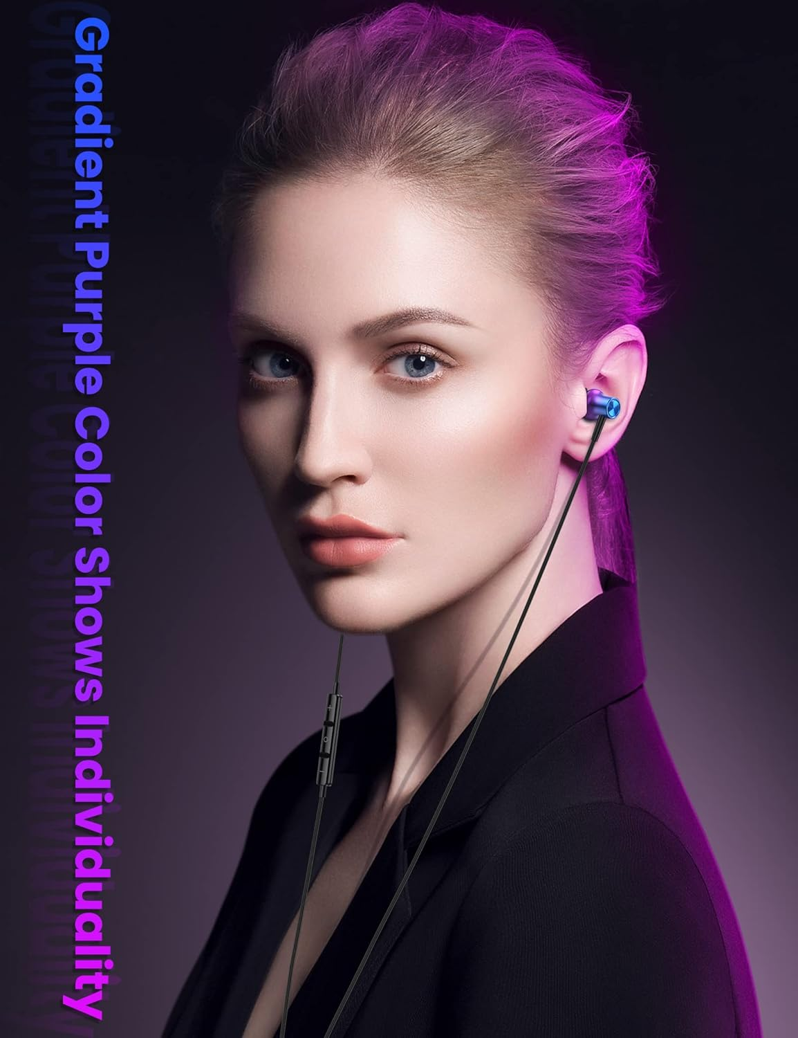 Imangoo 3.5Mm Wired Headphones Magnetic Hifi Stereo in Ear Corded Earbud with Microphone Volume Control Aux Earphones Electronics Airplane Headset for Ipod MP3 MP4 PC Laptop Computer Chromebook Purple image number 5