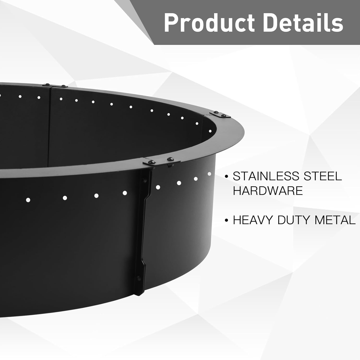 40 Inch Fire Pit Ring,Large round Insert Firepit for Outdoor Fire Liner Wood Burning Heavy Duty Metal Campfire Ring above or In-Ground, Black 40-Inch Outer/36-Inch Inner Diameter