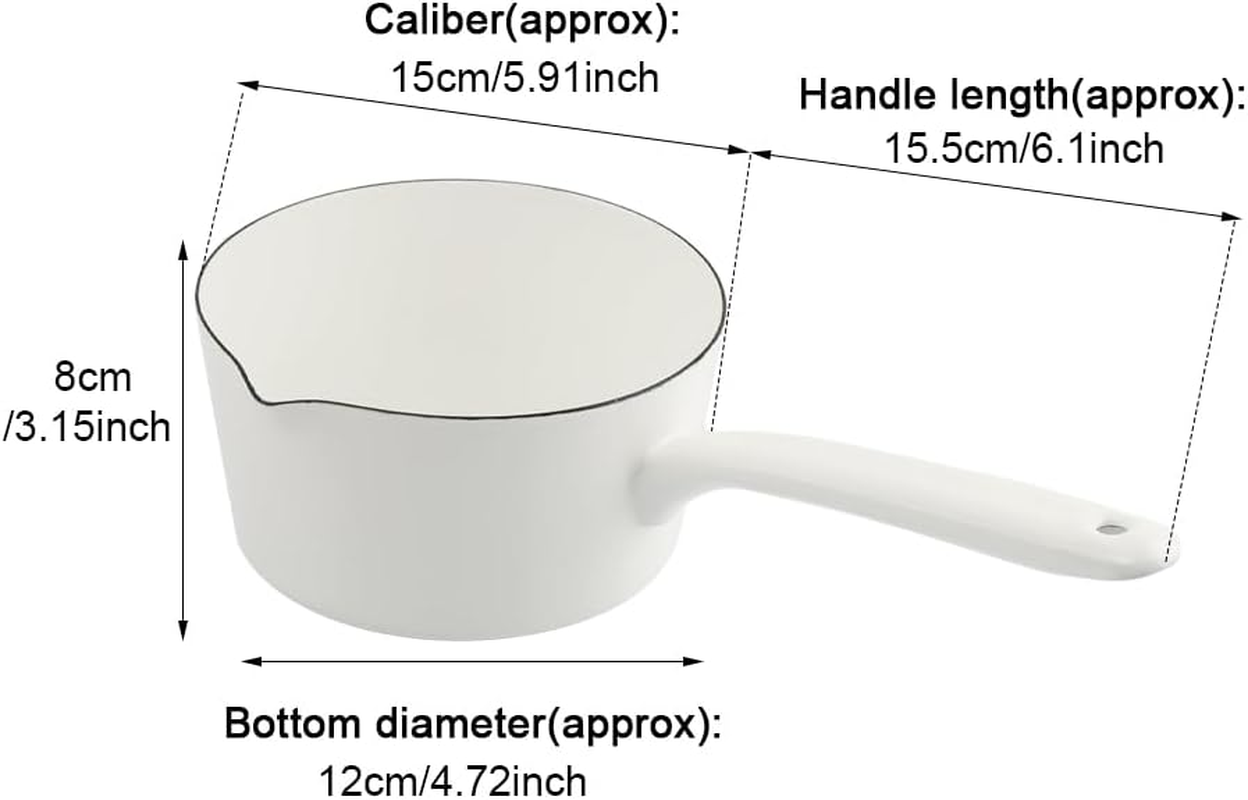 1.2L Enamel Milk Pan, Nonstick Saucepan with Pour Spouts, Butter Warmer, Melting Milk Boiling Porridge Soup Saucepan,Butter Warmer, Gas Stove Enamel Milks Pot with Handle for Home Kitchen image number 4