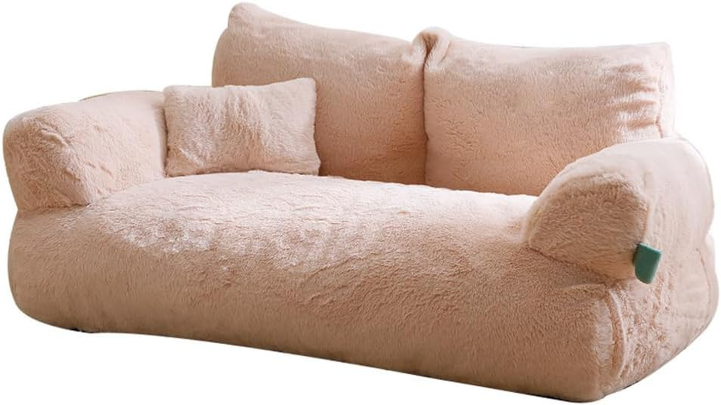 Calming Pet Sofa, Dog Sofas & Chairs, Calming Dog Bed Fluffy Plush Pet Sofa, Large Memory Foam Pet Orthopedic Dog Bed, with Removable Washable Cover (Coffee, L)