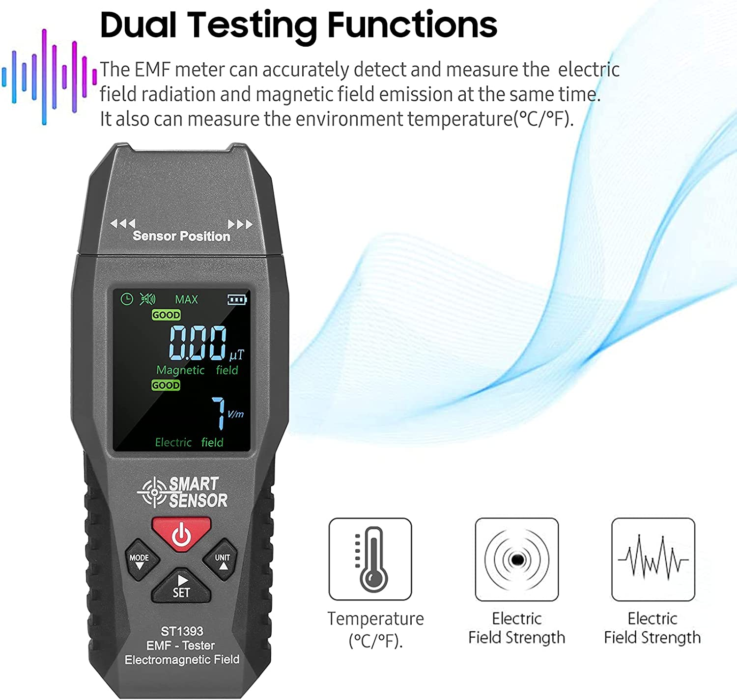 Staright ST1393 EMF Meter Electromagnetic Field EMF Detector Handheld Mini Digital LCD Electromagnetic Field Radiation Tester image number 1