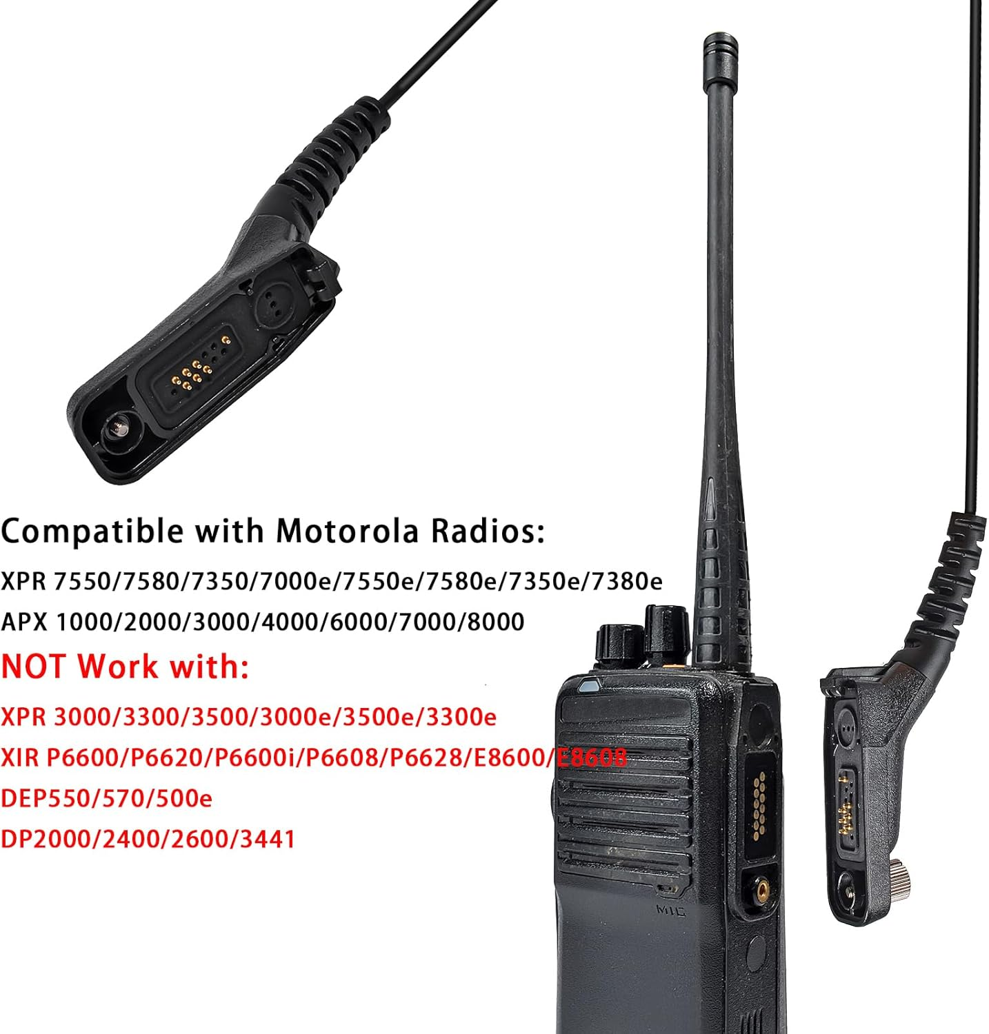 Walkie Talkie Earpiece with Mic for Motorola APX6000 APX8000 APX7000 Portable Radios, Radio Headset with G Shape Ear Hook for MOTOTRBO Xpr7550E XPR7550 Xpr7350E Xpr7380E Xpr7580E Digital Two-Way Radio image number 5