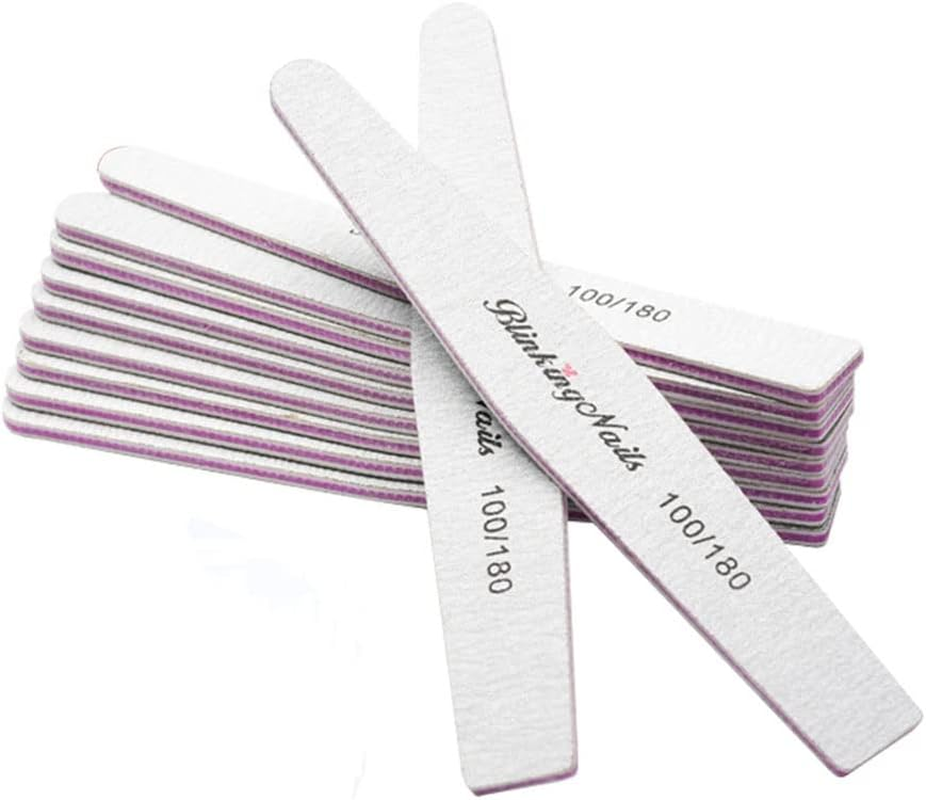 Nail Files and Buffers 100/180 Grit Professional Nail Files for Natural Nails,Double Sides Washable Block Disposable Nail Files for Acrylic Nails-10Pcs/Pack image number 4