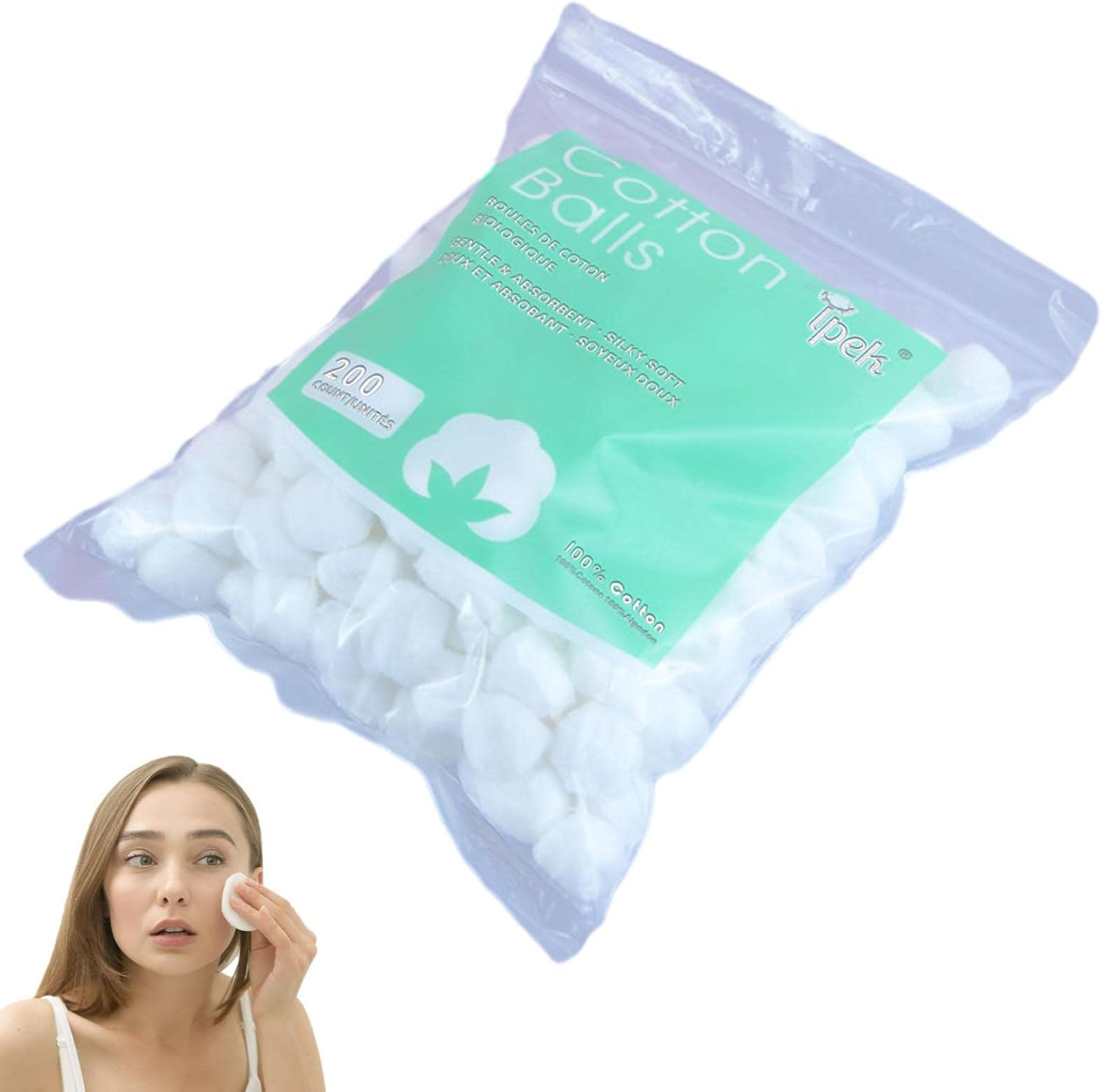 Cotton Wool Balls - White Cotton Balls for Baby - Makeup Cleaning Tool Absorbent Lightweight for Household Needs Skin Prep Wound Cleansing Everyday