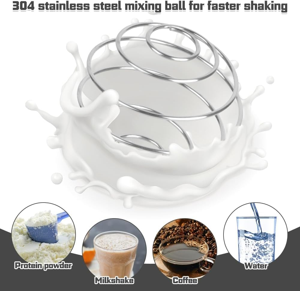 Protein Shaker Bottle 750Ml, Stainless Steel Protein Shaker with Mixball, Leak Proof Metal Shakers, Protein Mixer Shaker Cup, BPA Free Fitness Bottle Shakers image number 5