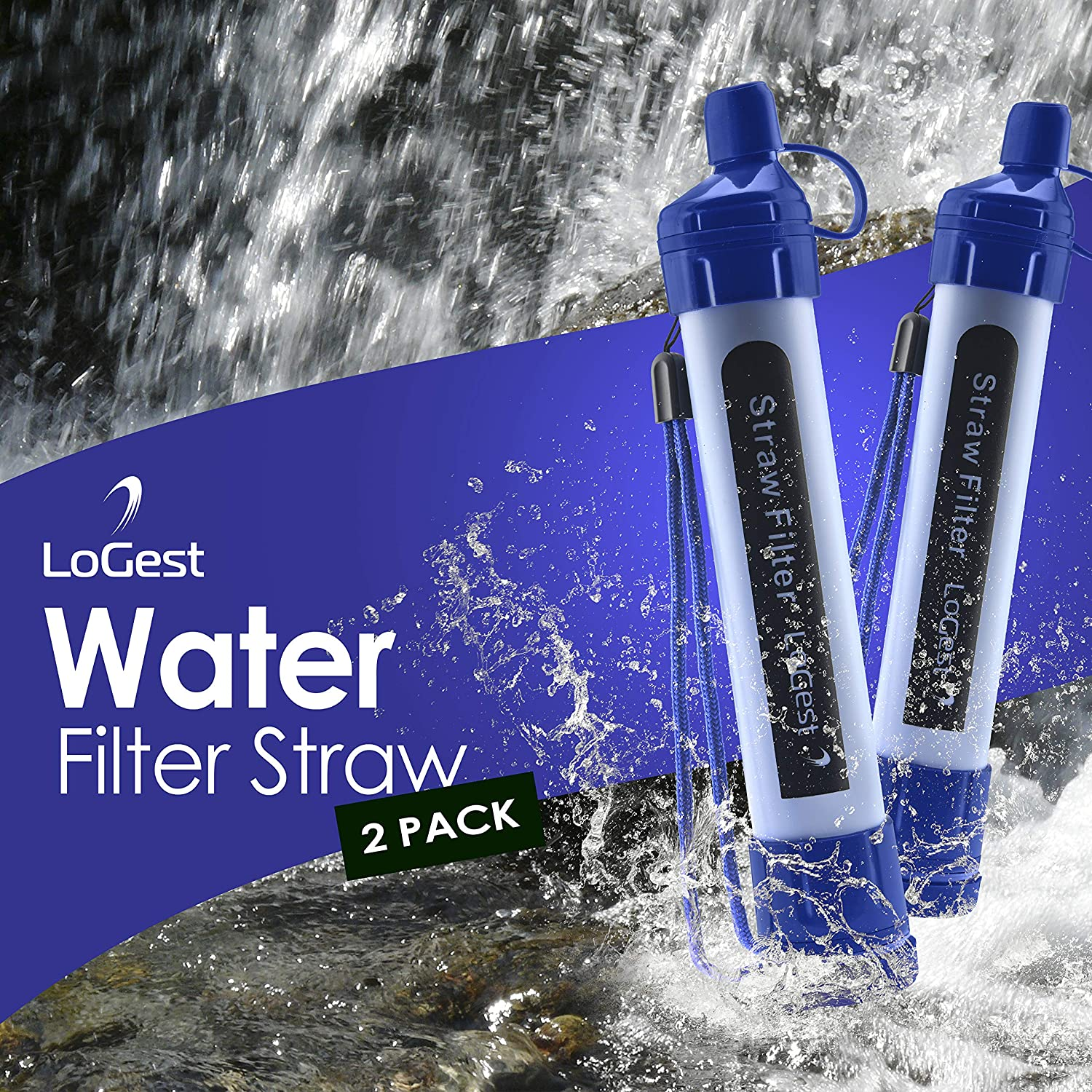 2 Pack Water Filter Straw - Water Purifying Device - Portable Personal Water Filtration Survival - for Emergency Kits Outdoor Activities and Hiking - Water Filter Camping Travel Survival Backpacking image number 3