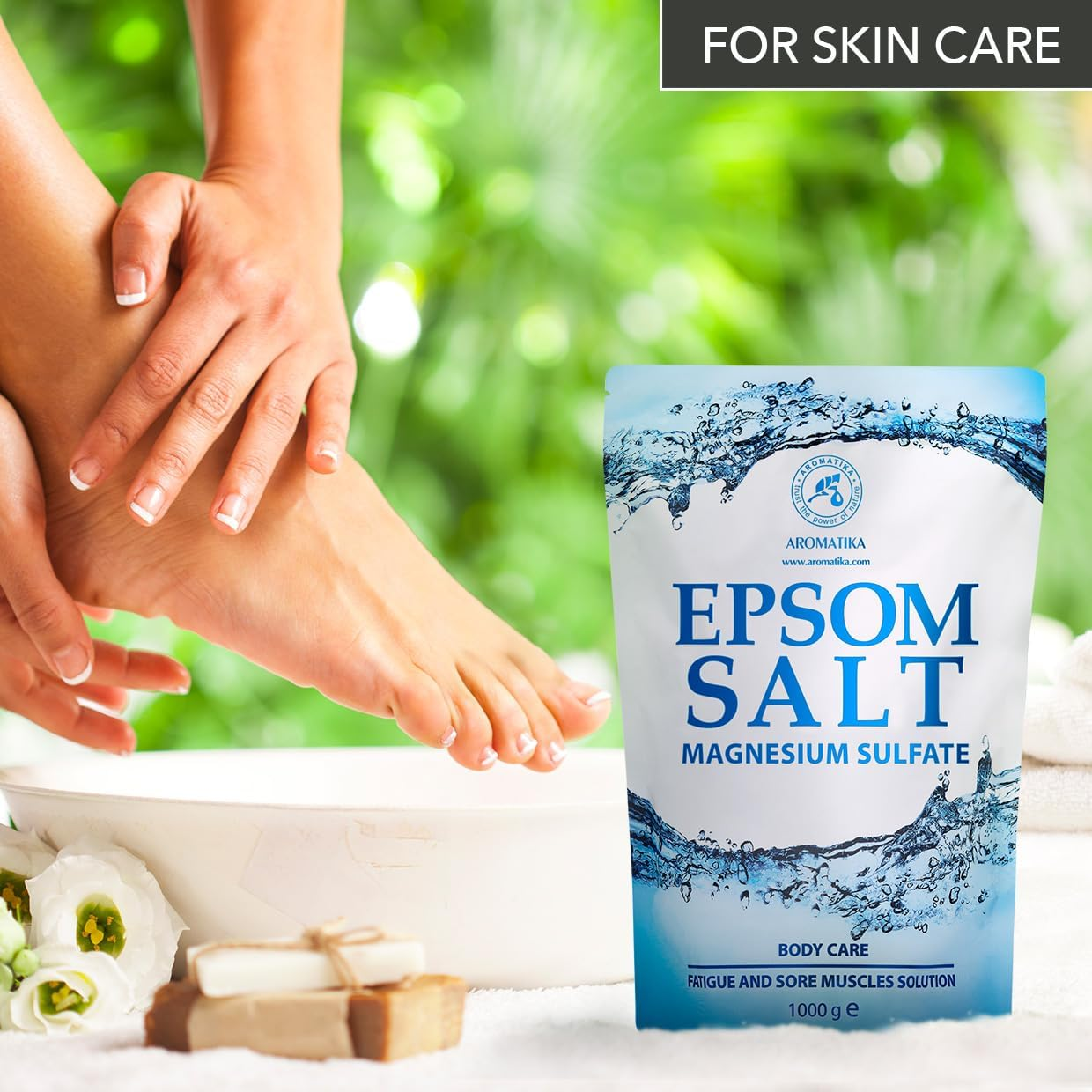 Epsom Salt Bath 1Kg - English Sea Salts for Soak - Relaxing - Good Sleep - Concentrated Magnesium Sulphate - Pure Epsom Salt - Muscle Relaxation and Skin Care