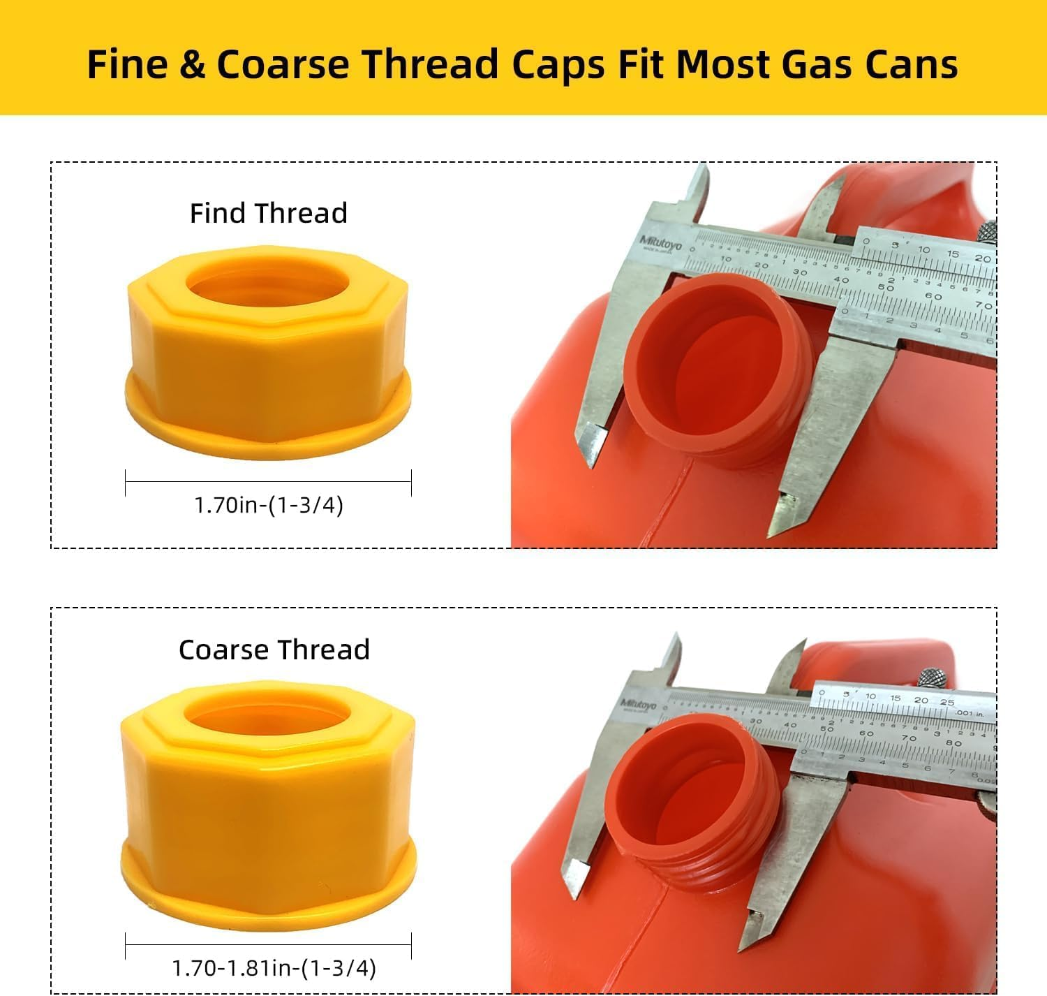 5 Kit Gas Can Spout Replacement, Gas Can Nozzle for Most 1/2/5/10 Gallon Gas Cans (Yellow), Fuel Can Spout Replacement image number 4