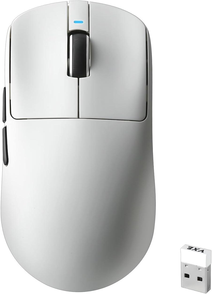 MIKIBY R1 SE+ Wireless Gaming Mouse, 18000 DPI, High-Precision PAW3395SE Sensor,55G Lightweight,Three Connection Modes Mouse, Programmable Ergonomic Mouse Suitable for Laptops/Pc/Mac (White)