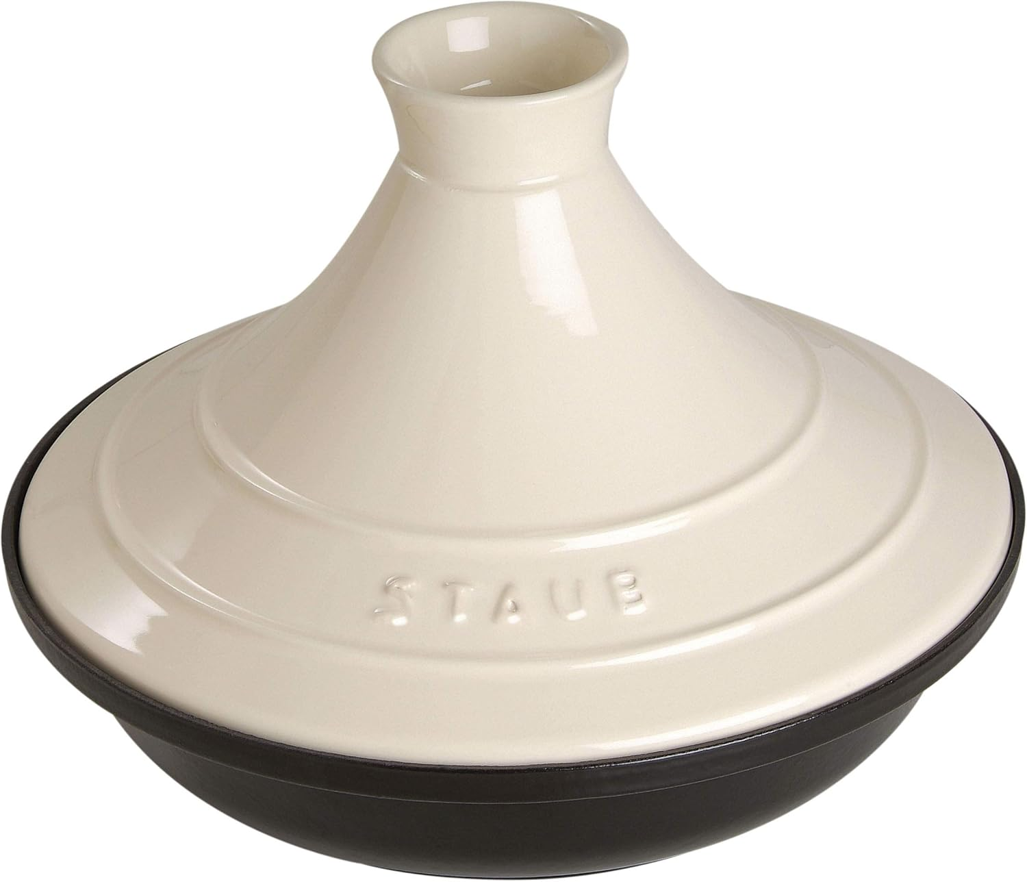 STAUB 20Cm Cast Iron Tajine with Ceramic Lid for Traditional Moroccan Dishes - Black/Cream