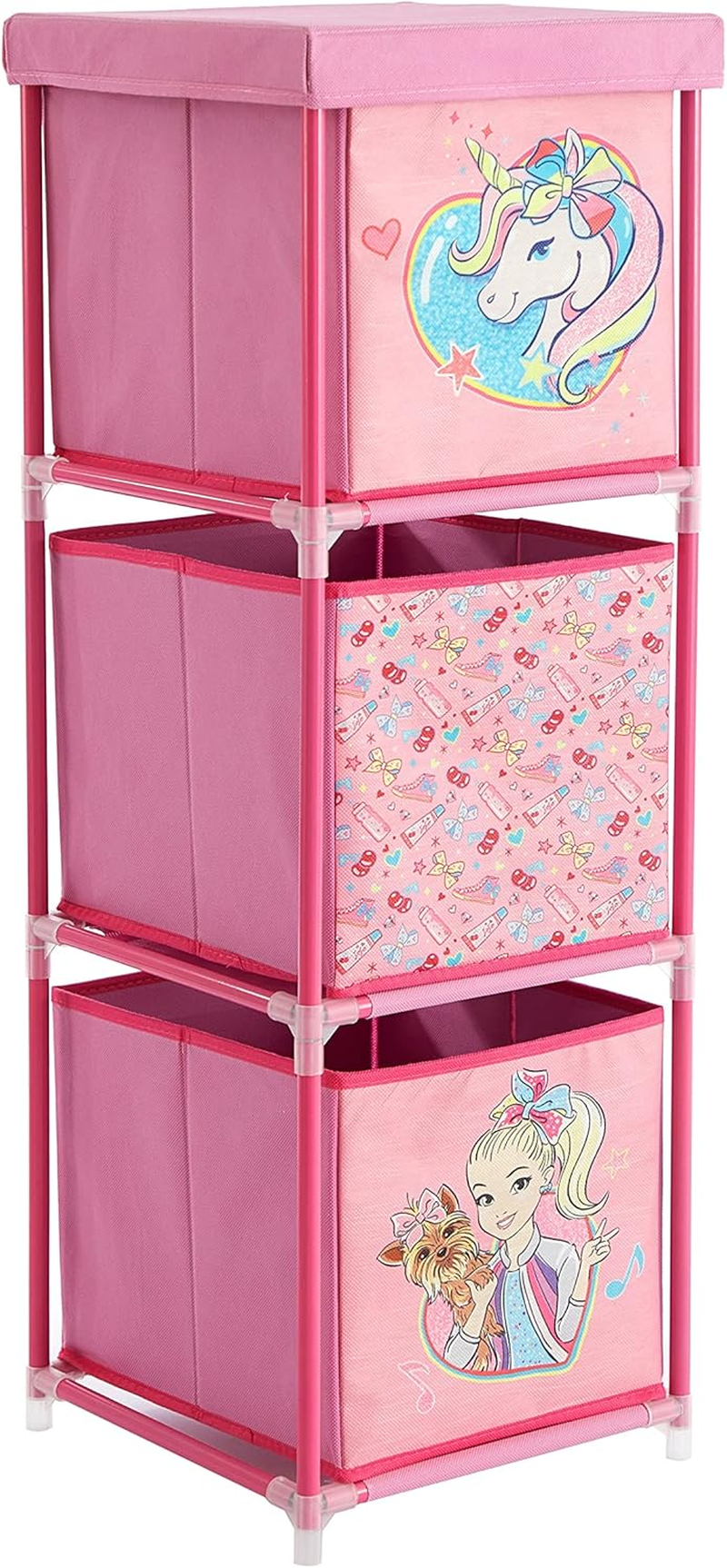 Idea Nuova Nickelodeon Baby Shark 3 Tier Fabric Storage Organizer with 3 Cubes and Removable Lid
