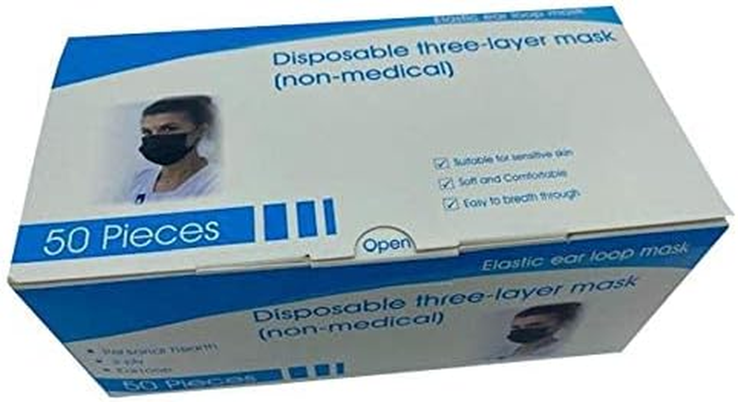 Black Disposable Face Mask AUS Stock (Box of 50) 3 Ply Breathable Mask with Ear Loops $0.58 per Mask image number 3