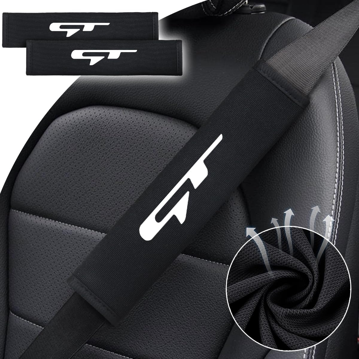 Annloysky 2PCS Black Seat Belt Covers Car Accessories, Car Seat Belt Pads Safety Belt Strap Luggage Shoulder Pad, Car Seatbelt Shoulder Strap Pads Safety Belt Cushions Protective Sleeves - Red Gt image number 7