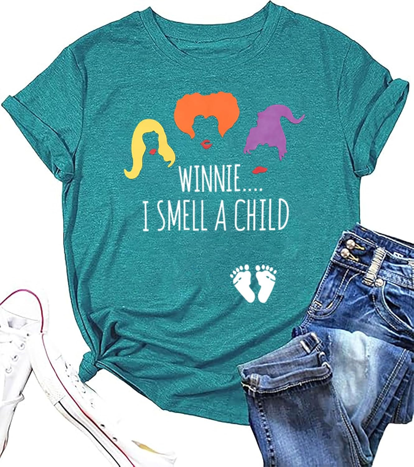 HEYO Halloween Pregnancy Shirt Sanderson Sister Witch Graphic Funny Cute Smell Child Letter Print Maternity Short Sleeve Tee