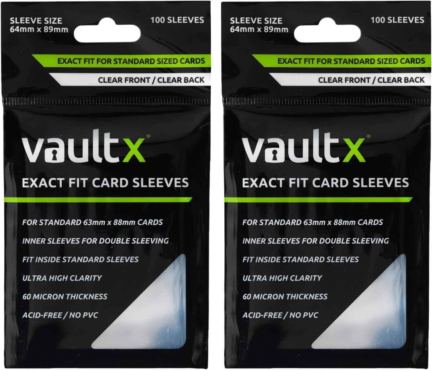Vault X Exact Fit Trading Card Sleeves, Soft, High Clarity, Perfect Fit Inner Sleeves, Collectible Card Games, Sports, TCG (200 Pack) image number 1