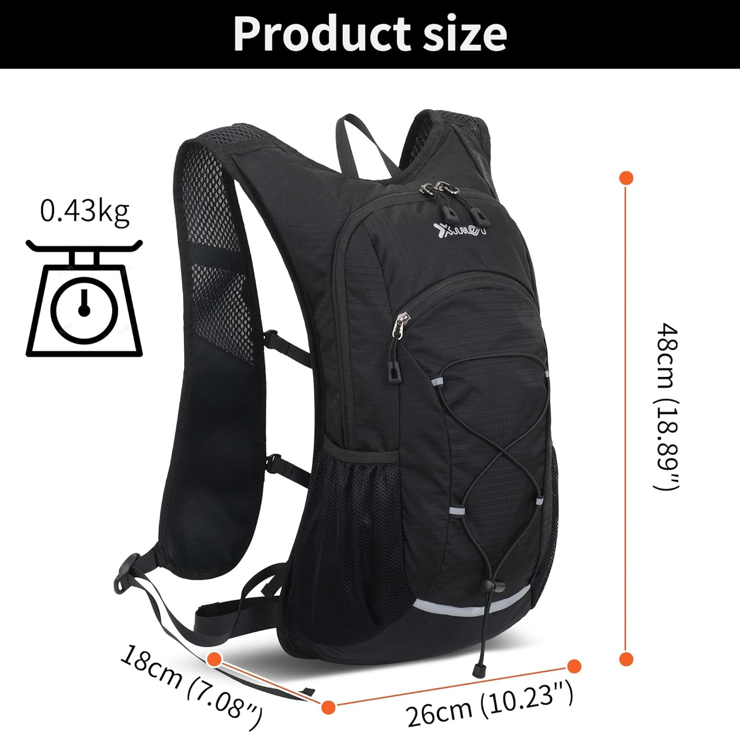 Hydration Backpack, 20L Lightweight Running Vest with 1.5L Water Bag, Cycling & Outdoor Adventures image number 6