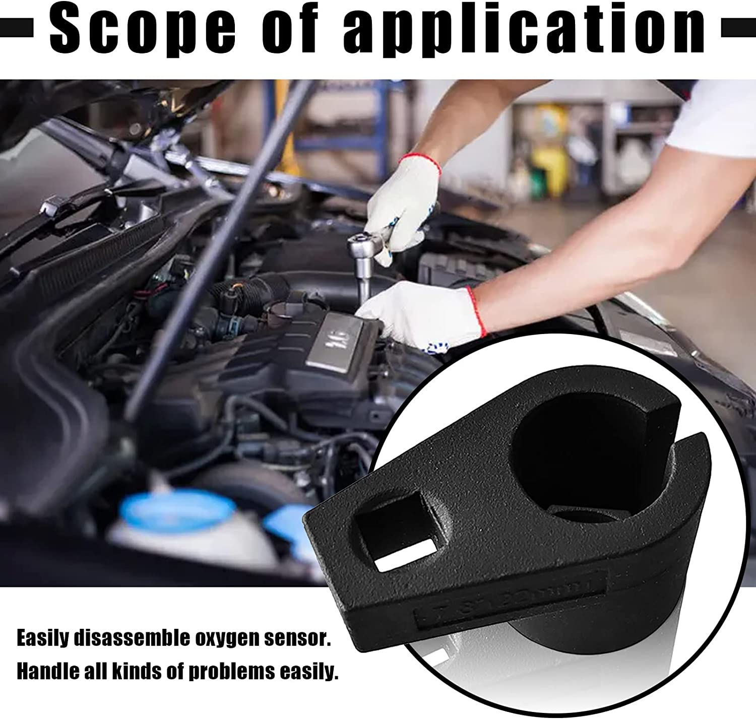 Stymart Offset Oxygen Sensor Socket, 3/8-Inch Drive by 7/8-Inch 22Mm, Wire Gate Accesses Sensor from Side, Preventing Damage to Wires, Universal for Most Models of Cars